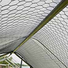 Geeloon Extra Large Chicken Coop Run Pen Cage Hen House W/ Cover 10x7ft, Metal, Walk in