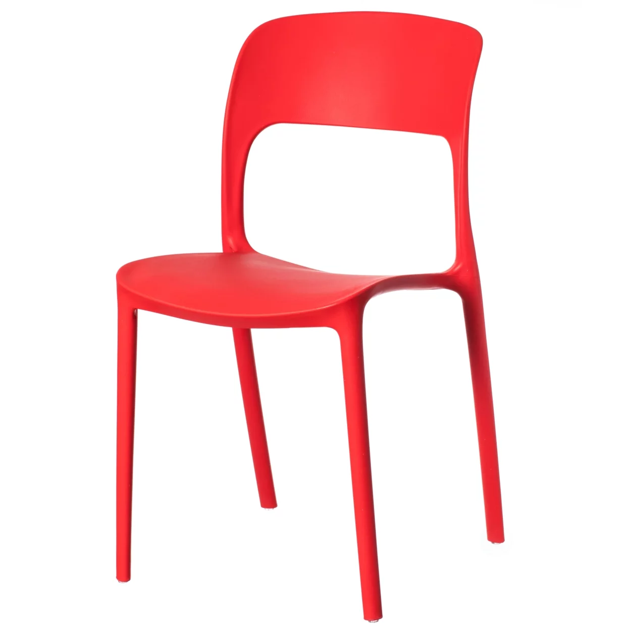 Fabulaxe  Modern Plastic Outdoor Dining Chair with Open Curved Back, Red Set of 2