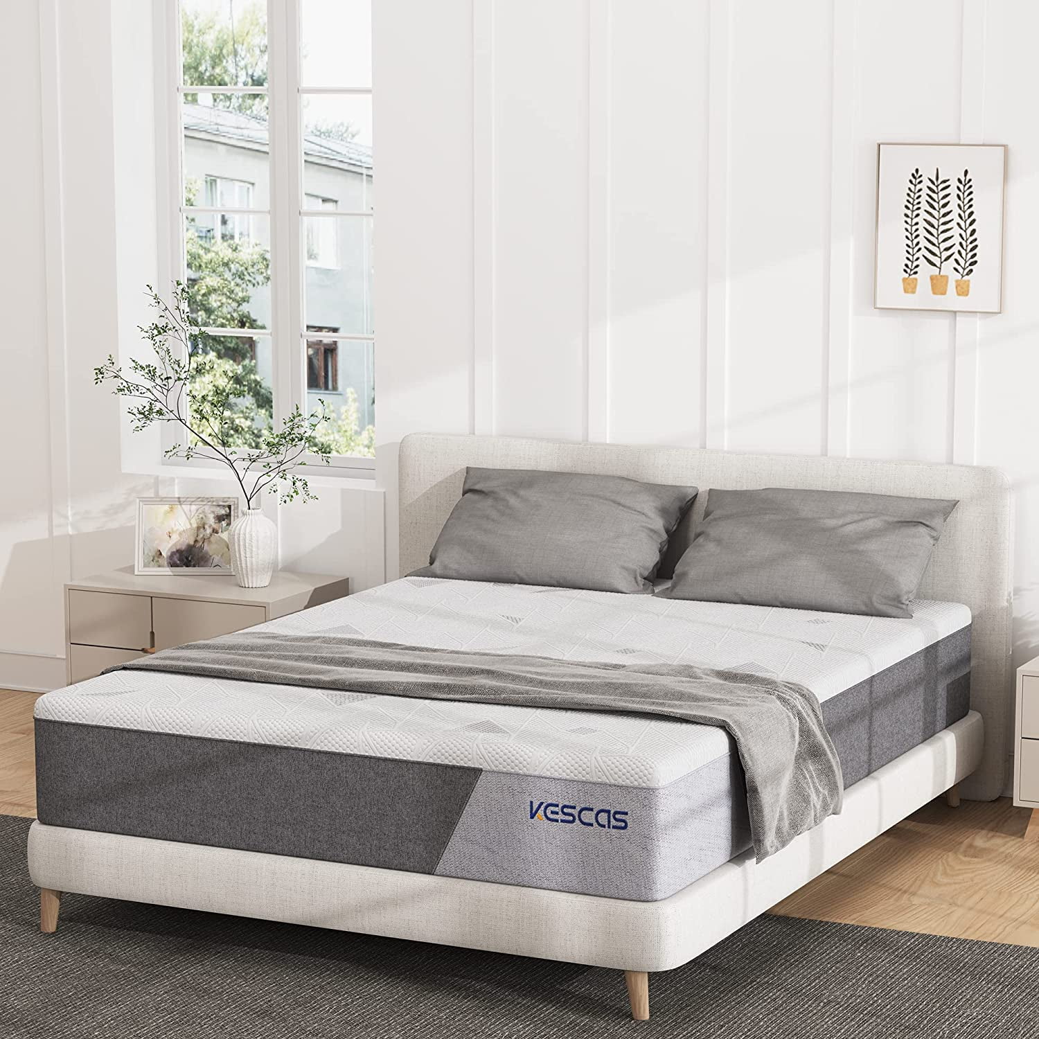 Twin Mattress, Kescas 10 inch Gel-Infused Memory Foam Mattress, Twin Size Mattress for Cool Sleep & Pressure Relief, Medium-firm Feel with Motion Isolation, Bed in a Box
