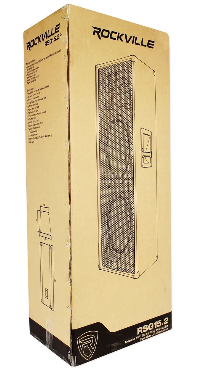 (2) Rockville RSG15.24 Dual 15” 3000w 3-Way Pro Audio Speakers+Power Amplifier
