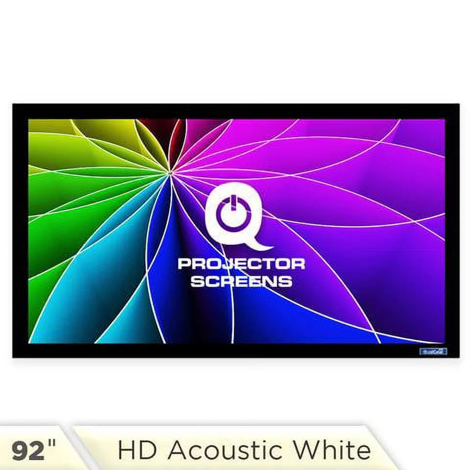 QualGear 92-Inch Fixed Frame Projector Screen, 16:9 4K HD High Definition 1.0 Gain Acoustic White (QG-PS-FF6-169-92-A)