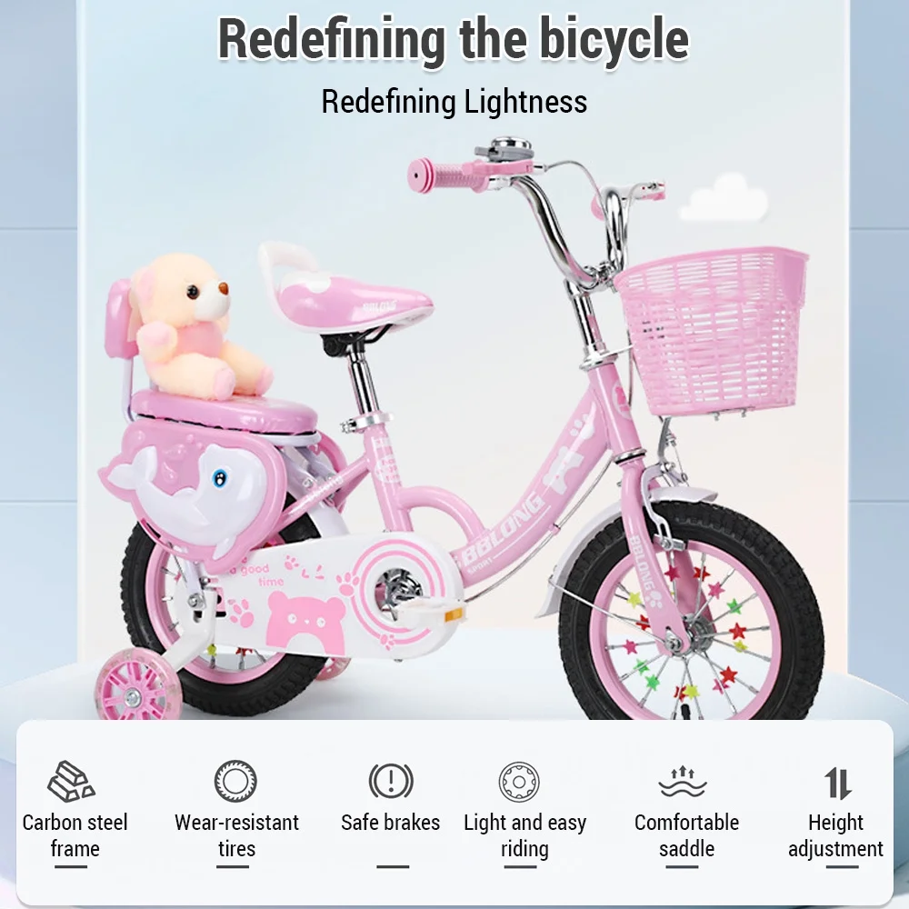 OWSOO Kids Bike 12 20in  for Girls with Training Wheels and Basket, Perfect for Ages 3 13 Years