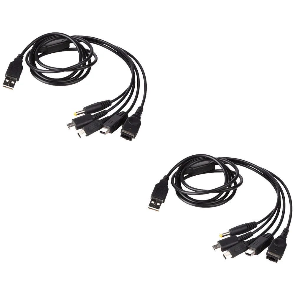 US 2-4Pc 5-in-1 USB Cable Nintendo 3DS, GBA SP, DS, DS Lite, DSi, 3DS XL, 2DS XL