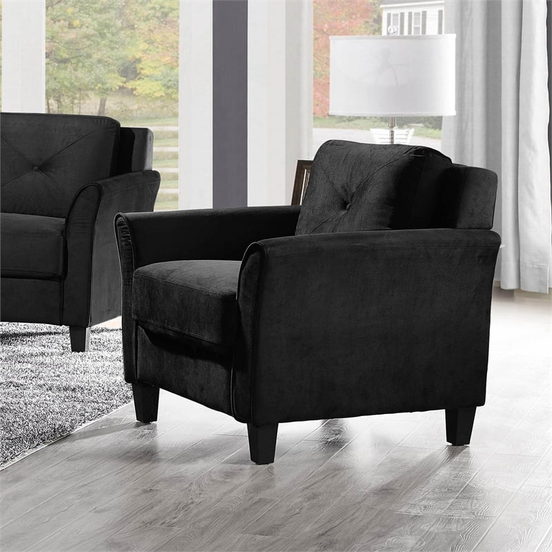 Home Square 2-Piece Set with Microfiber Chair and Sofa in Black