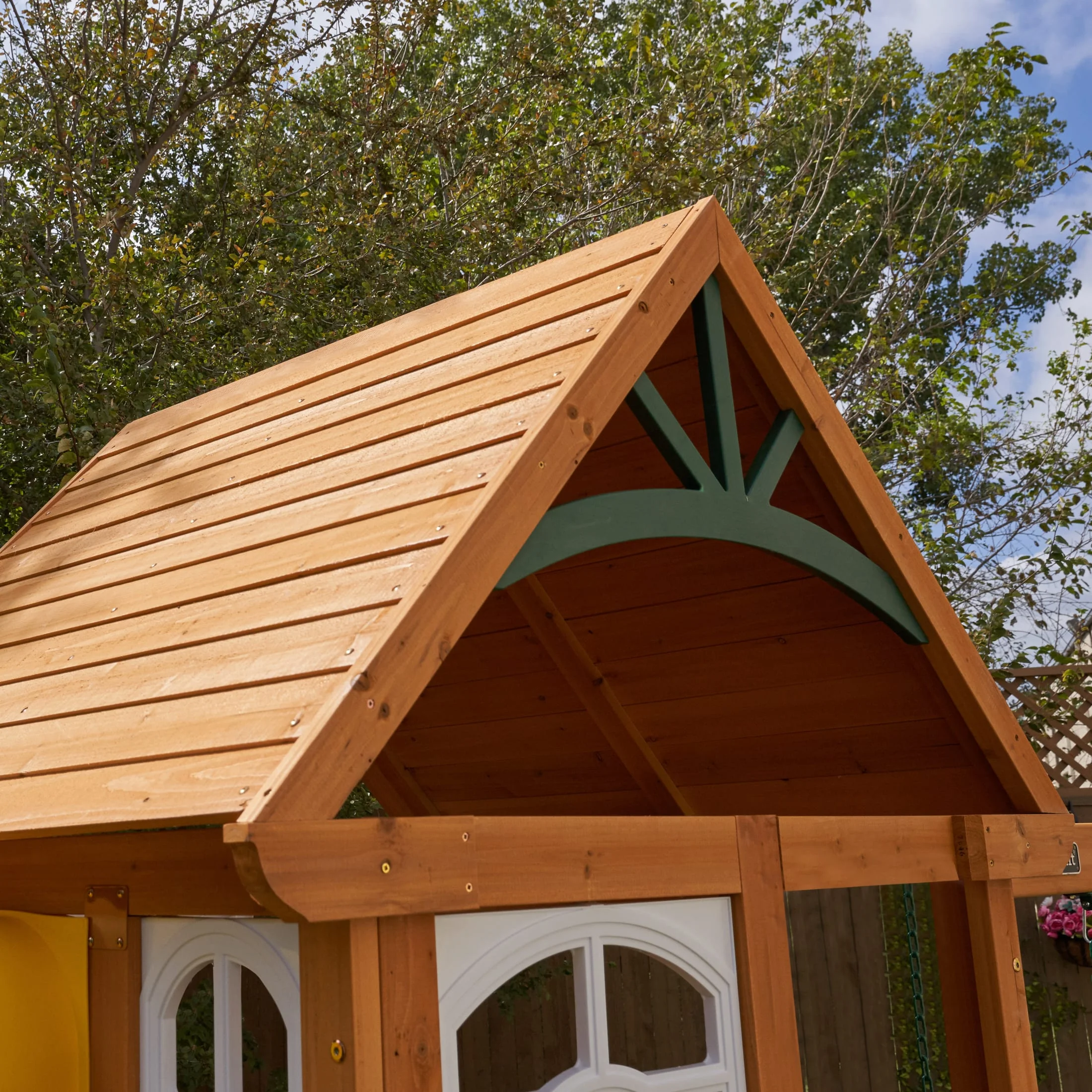 KidKraft Castlewood Wooden Swing Set / Playset with Clubhouse, Mailbox, Slide and Play Kitchen