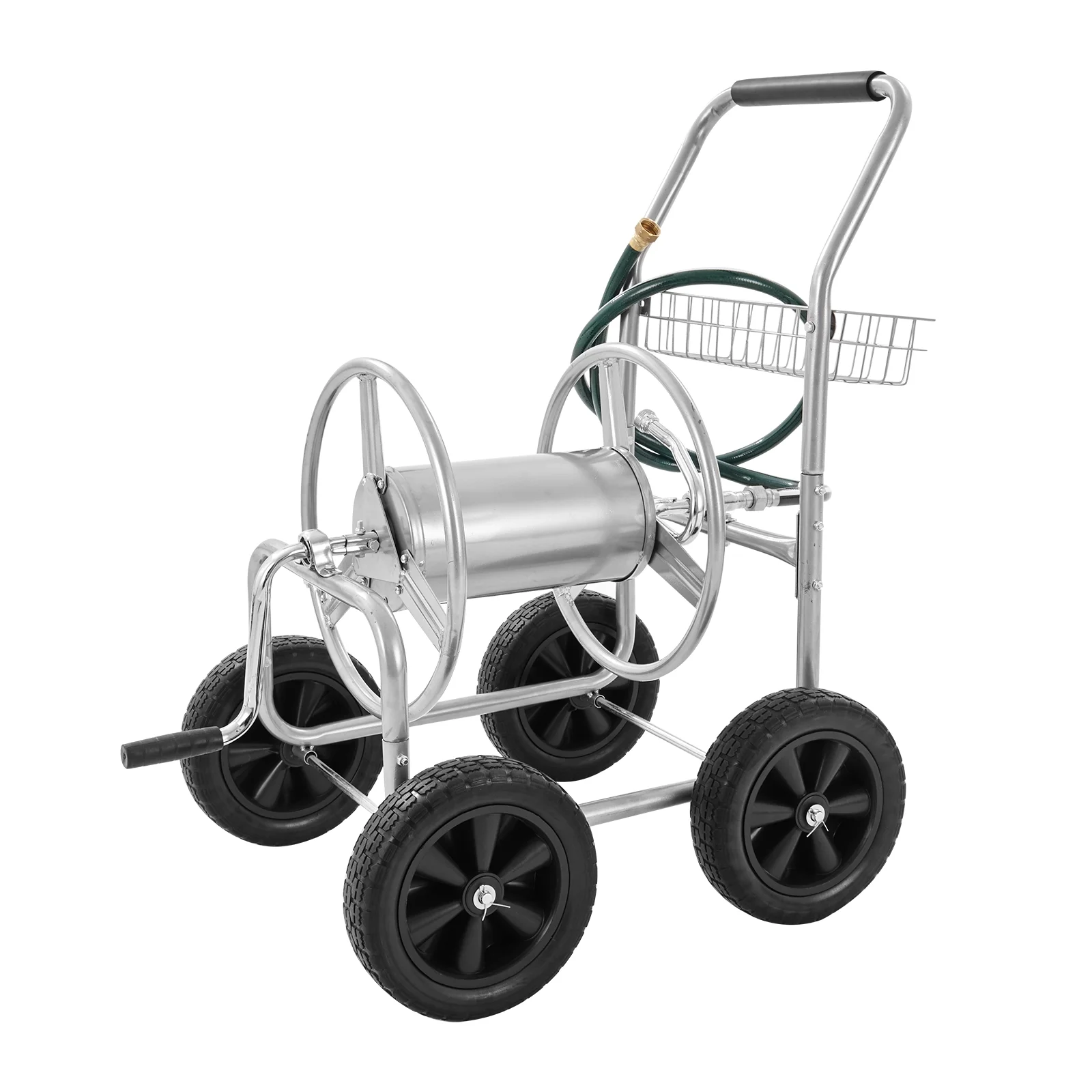SKYSHALO Heavy Duty Garden Water Yard Planting w/ Basket Hose Reel Cart 250ft.
