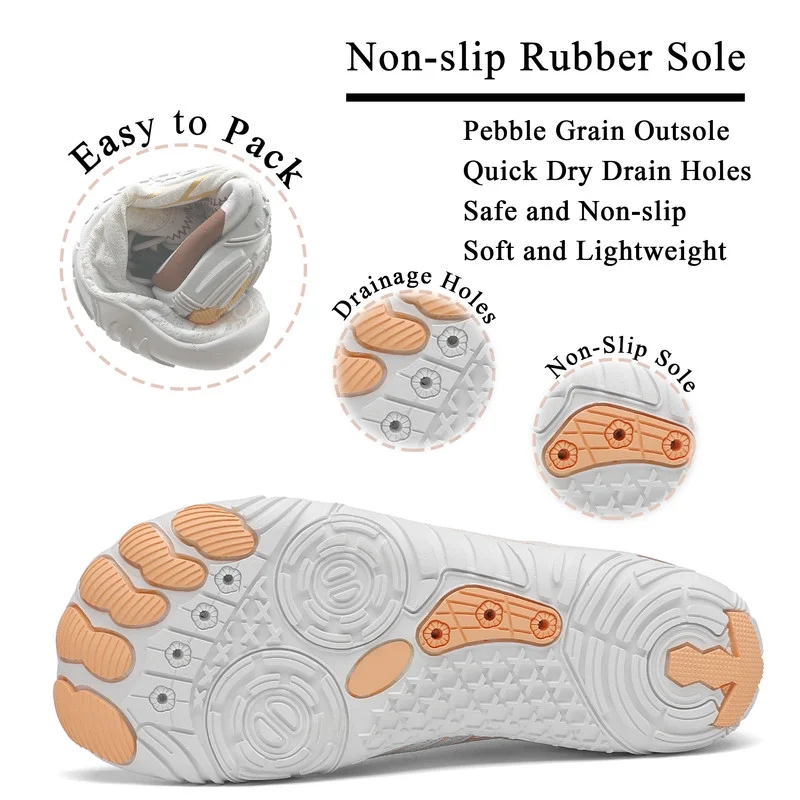 Stepedia Women's Wide Toe Box Barefoot Water Shoes Quick Dry Athletic Hiking Shoes, White 9 Wide