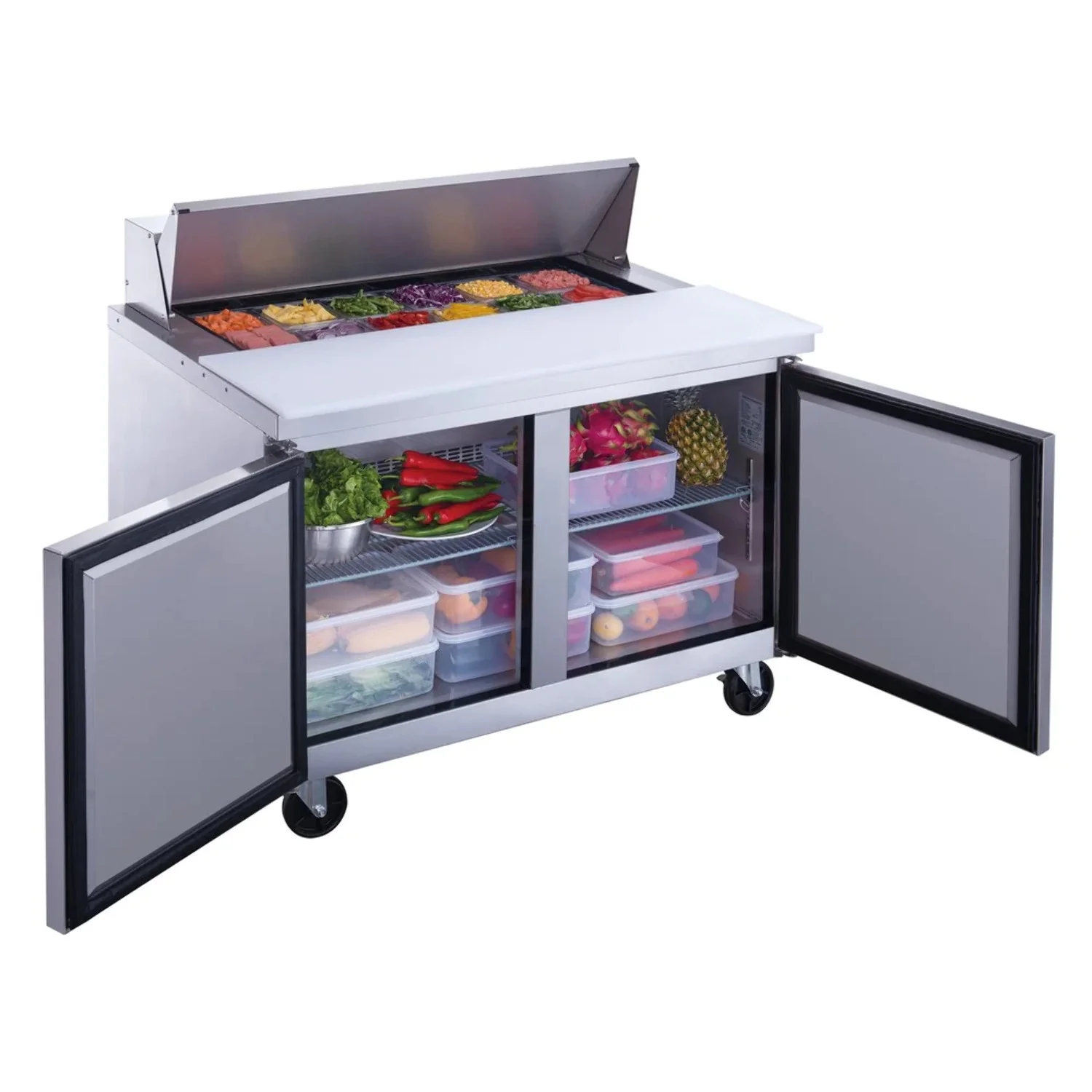 West Kitchen WSP48 48 Refrigerated Sandwich Prep Table with 2 Doors and 12 1/6 Pans
