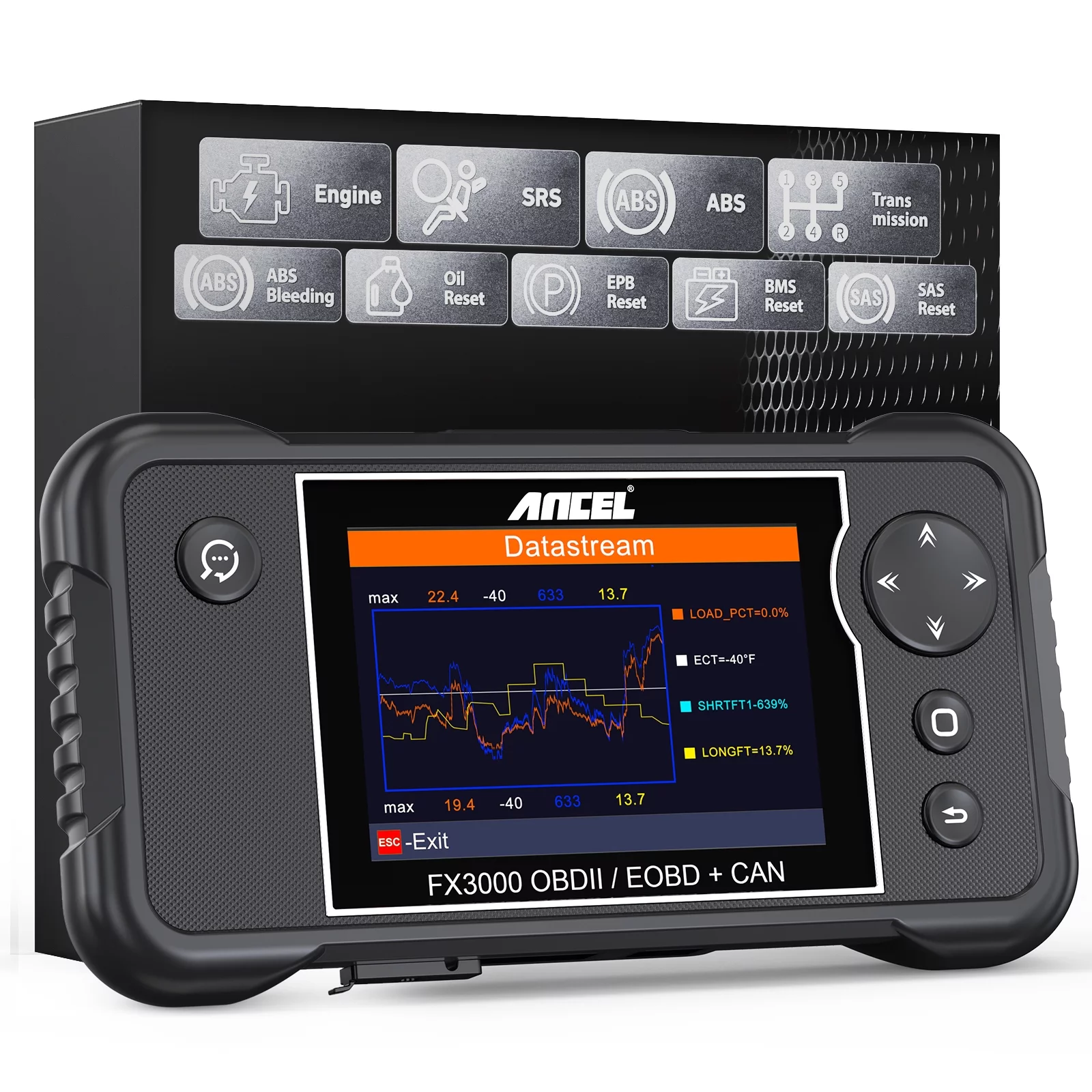 ANCEL FX3000 OBD2 Scanner Car Diagnostic Scanner Check Engine ABS SRS Transmission Scan Tool with Oil EPB BMS Reset ABS Bleeding SAS Calibration Automotive Scanner OBD2 Code Reader