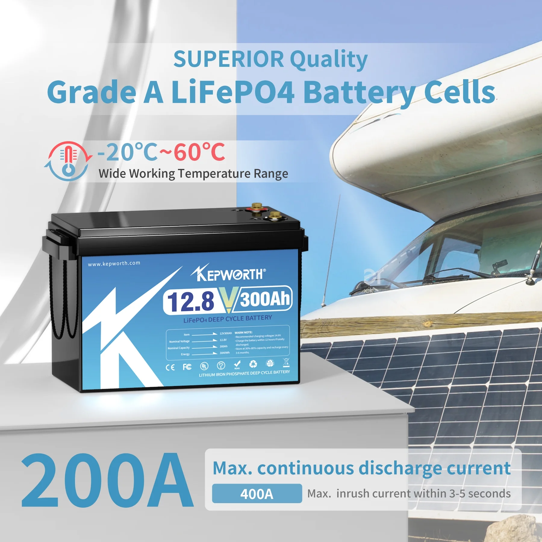 12V 180Ah LiFePO4 Battery, Rechargeable Lithium Batteries with 100A BMS, Over 4000+ Deep Cycle, Perfect for RV, Solar, Marine, Trolling Motor, Camping, Boat