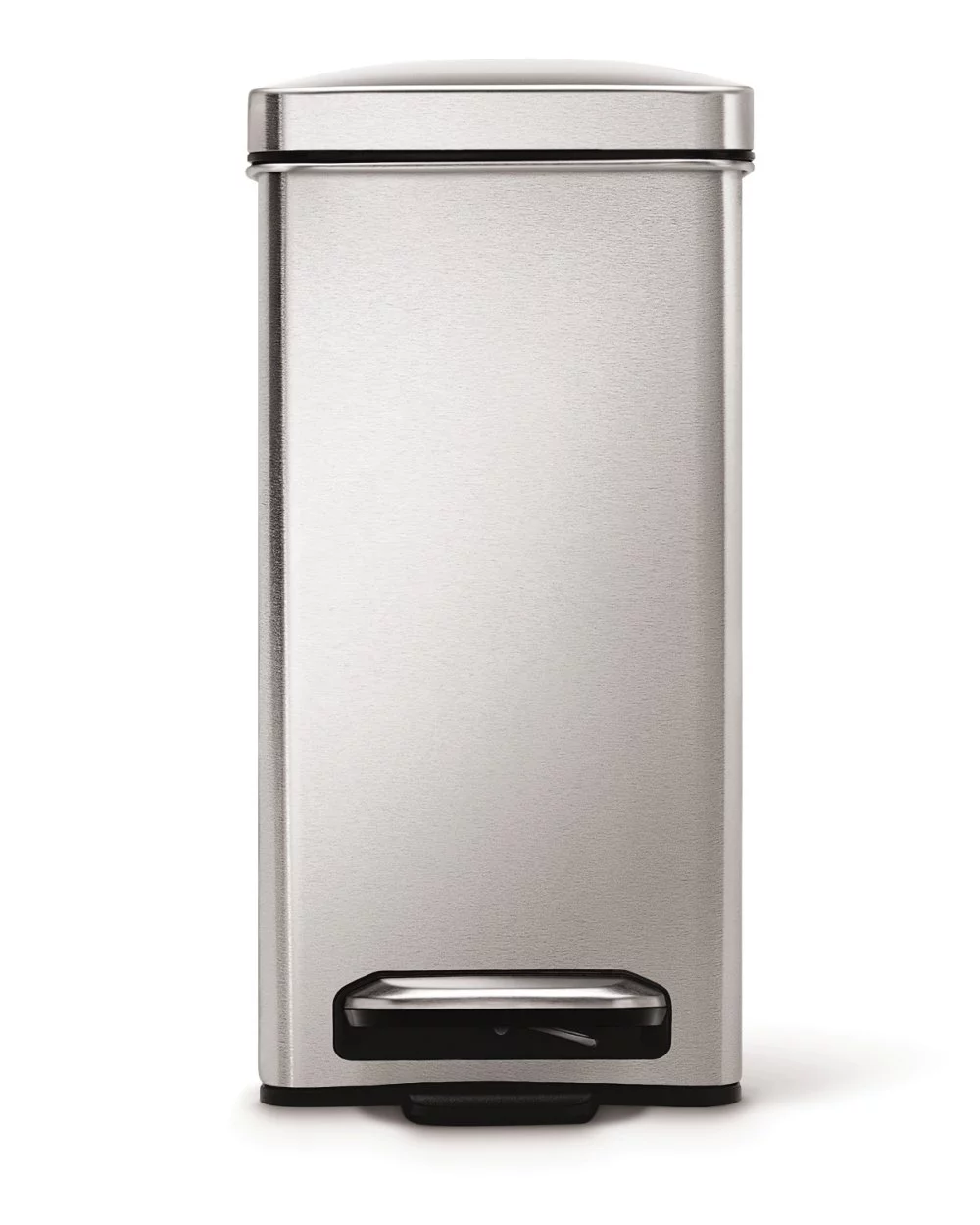 10 Liter / 2.6 Gallon Stainless Steel Bathroom Slim Profile Trash Can, Brushed Stainless Steel