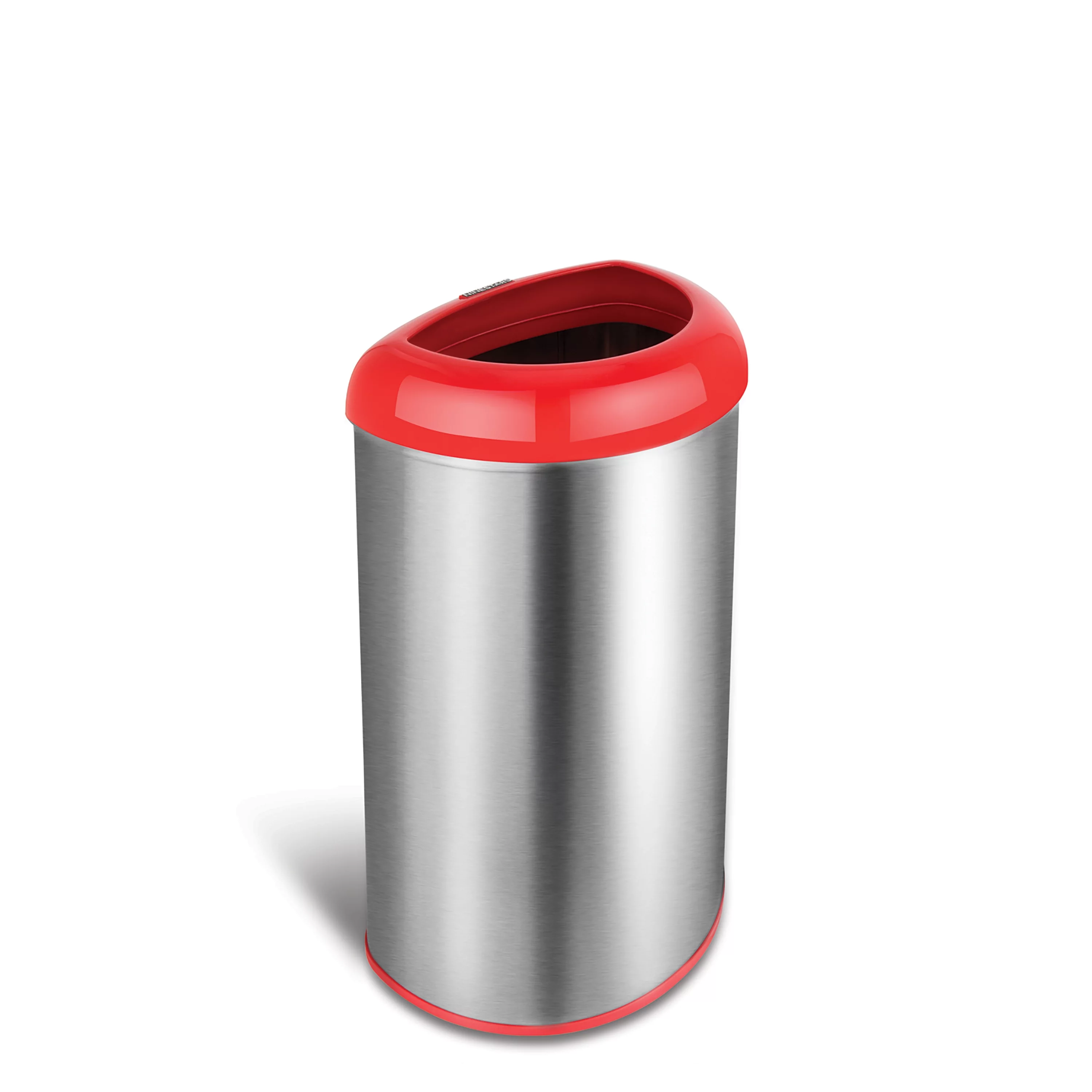 Nine Stars 13.2 gal / 50L Open Top Trash Can Red, Fingerprint-Resistant Stainless Steel