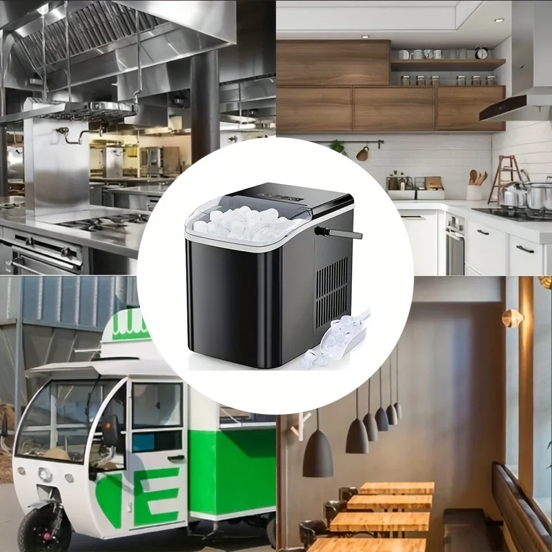 Portable Ice Maker Countertop With Ice Scoop, Pblortae Ice Machine With Self-Cleaning, 26.5lbs/24Hrs, 9 Ice Cubes In 6 Minutes, Self-Cleaning With 2 Sizes Of Bullet Ice For Kitchen, Office, Bar, Party
