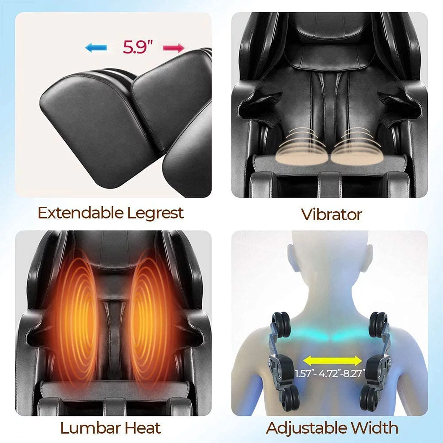Massage Chair,Zero Gravity,Full Body Shiatsu with S-Track,3D Recliner with Heat,Vibrating & Foot Roller Black