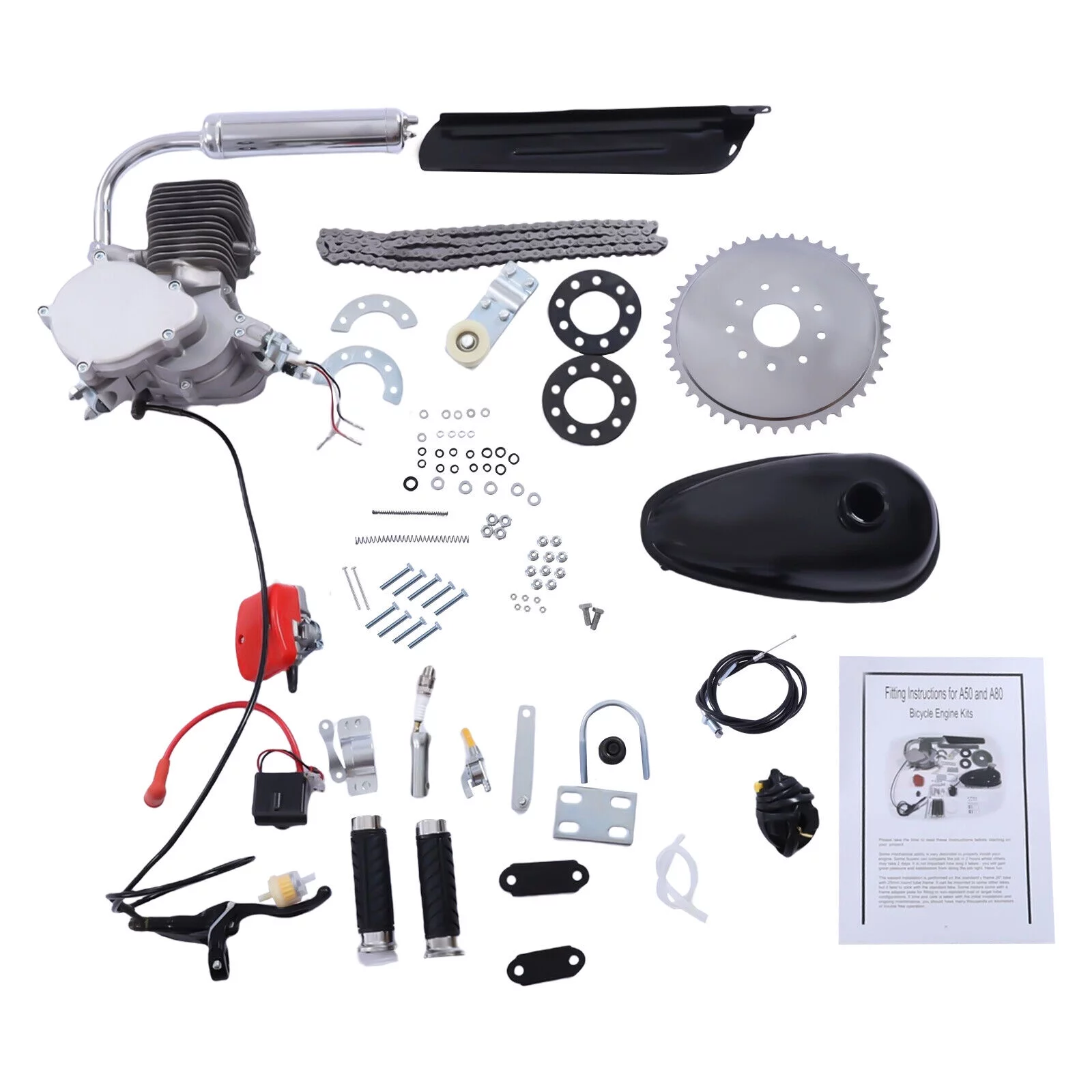 100CC 2 Stroke Bicycle Motor Kit Bike Motorized Petrol Gas Engine CDI Assembly