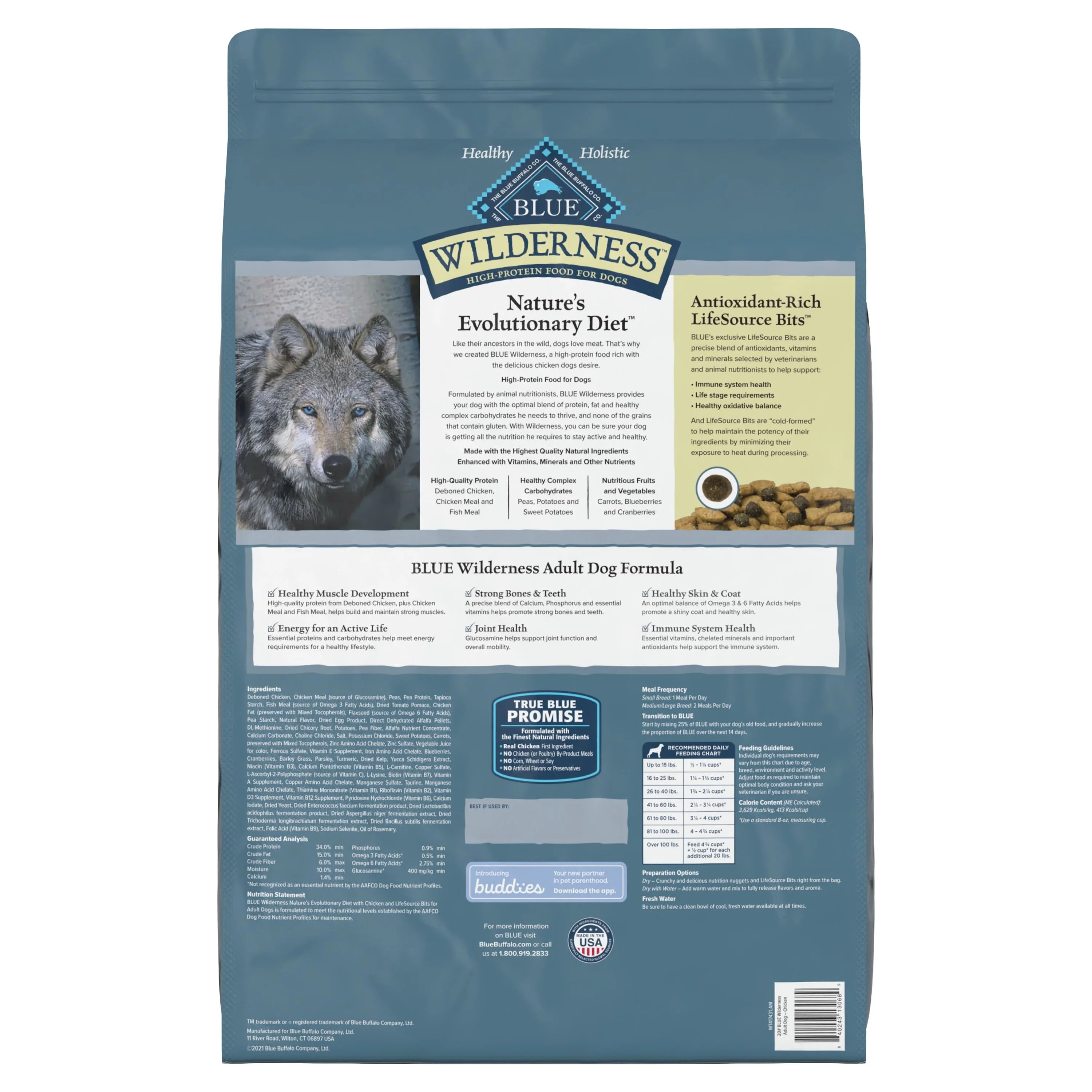 Blue Buffalo Wilderness High Protein Chicken Dry Dog Food for Adult Dogs, Grain-Free, 20 lb. Bag