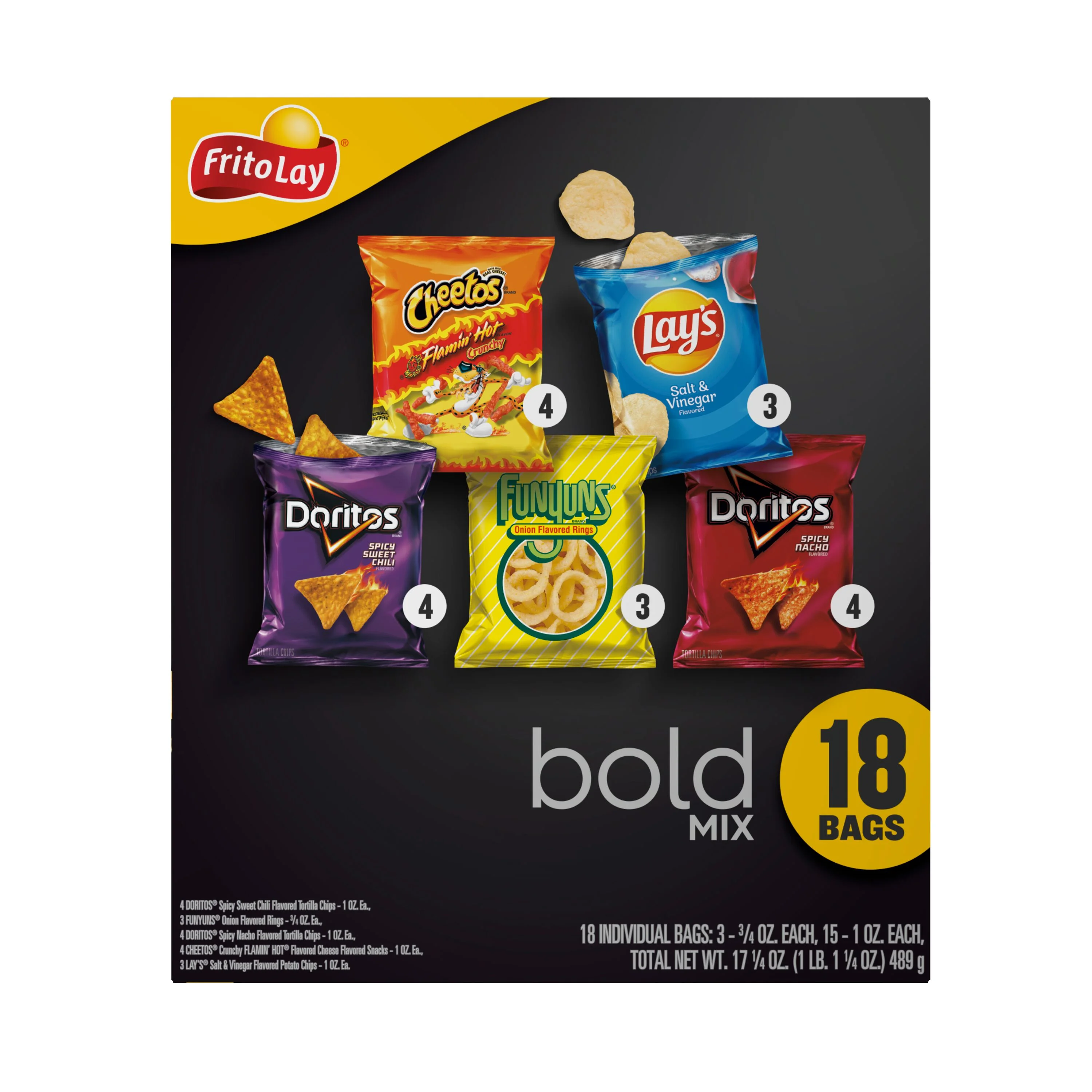 Frito-Lay Bold Mix Variety Pack Snack Chips, 18 Count Multipack