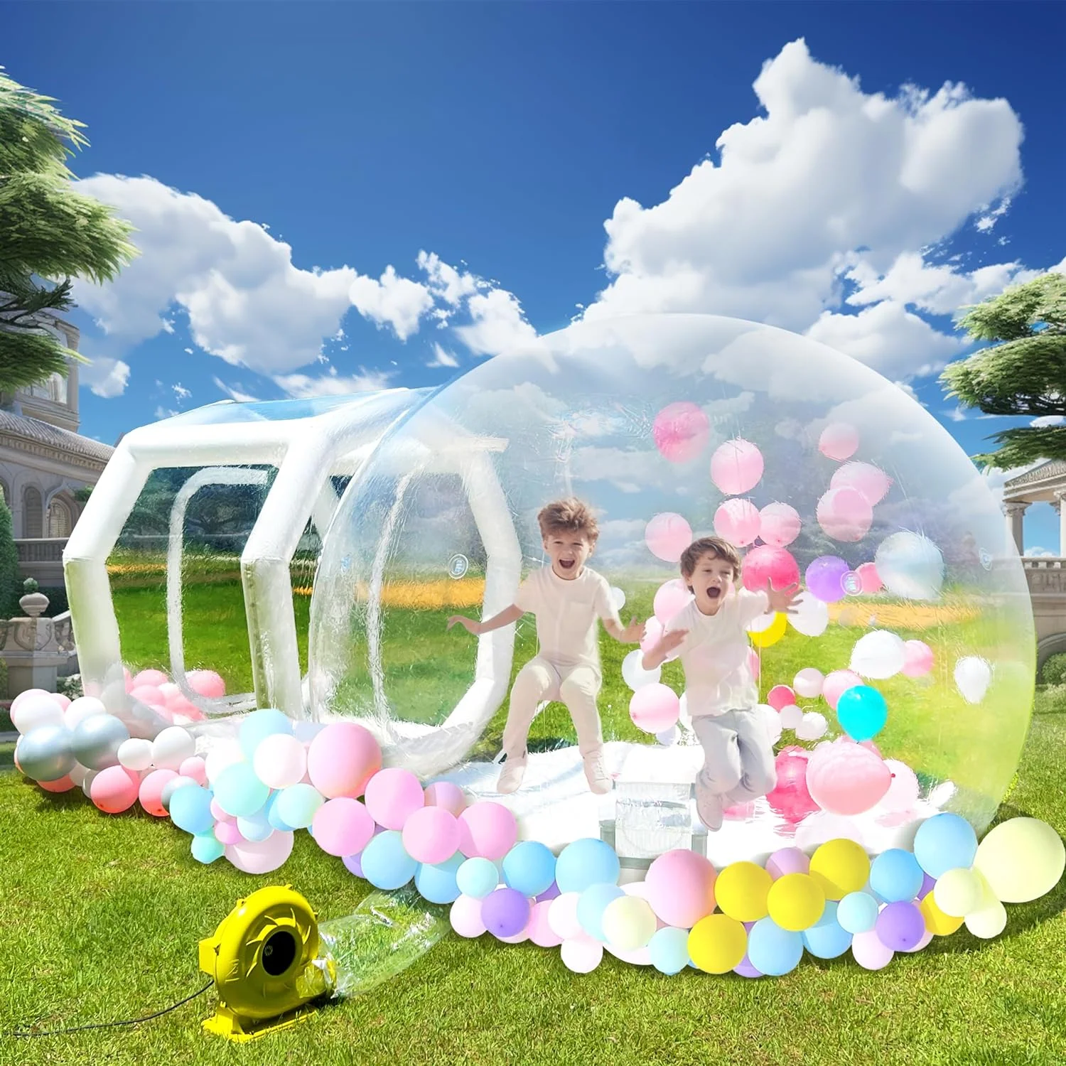 WARSUN Bubble House 10Ft Dome with Blower & Air Pump 100% PVC Inflatable Bubble House for Party Balloons Birthday Wedding Party Business Clear Bubble Tent 6.76Ft Tunnel