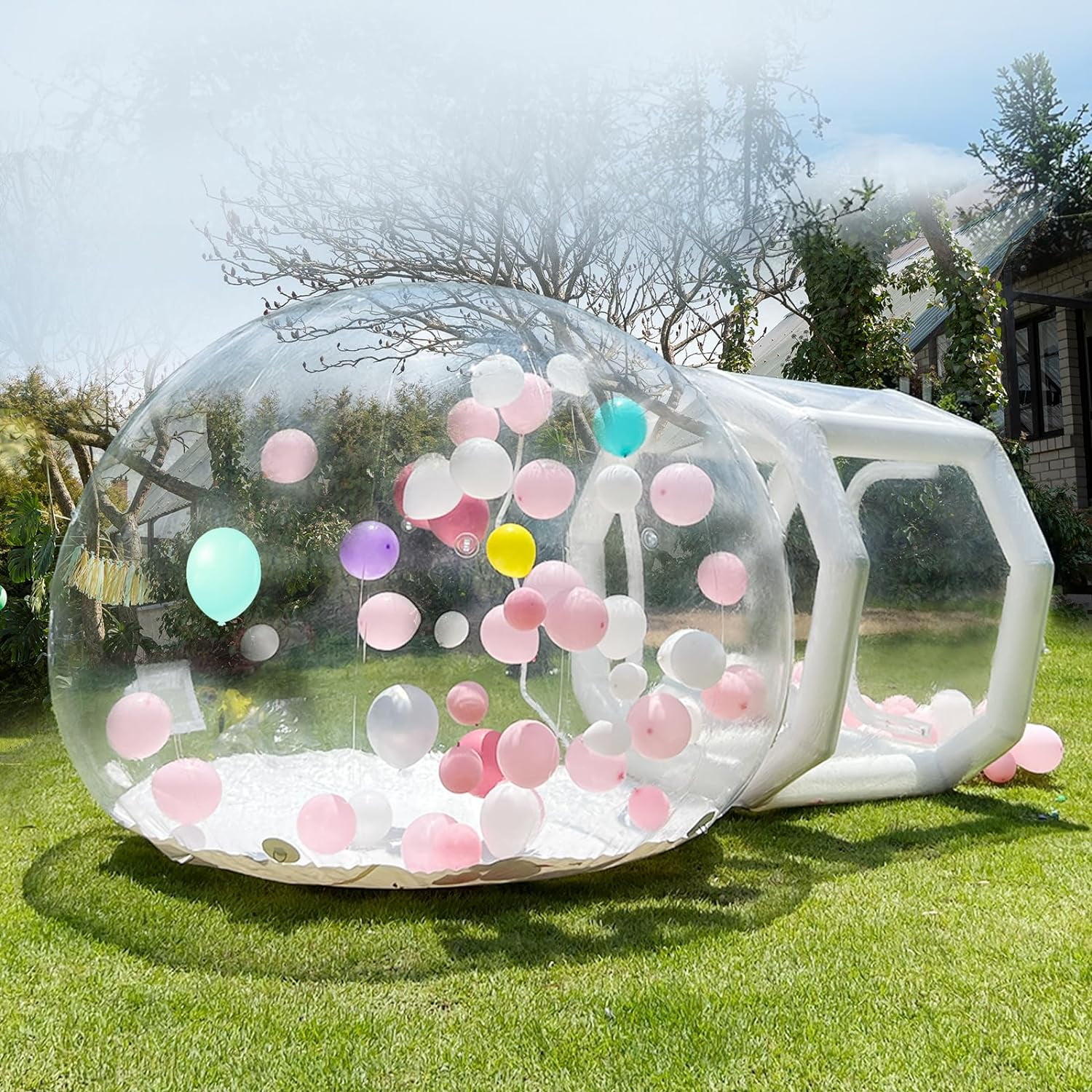 WARSUN Bubble House 10Ft Dome with Blower & Air Pump 100% PVC Inflatable Bubble House for Party Balloons Birthday Wedding Party Business Clear Bubble Tent 6.76Ft Tunnel