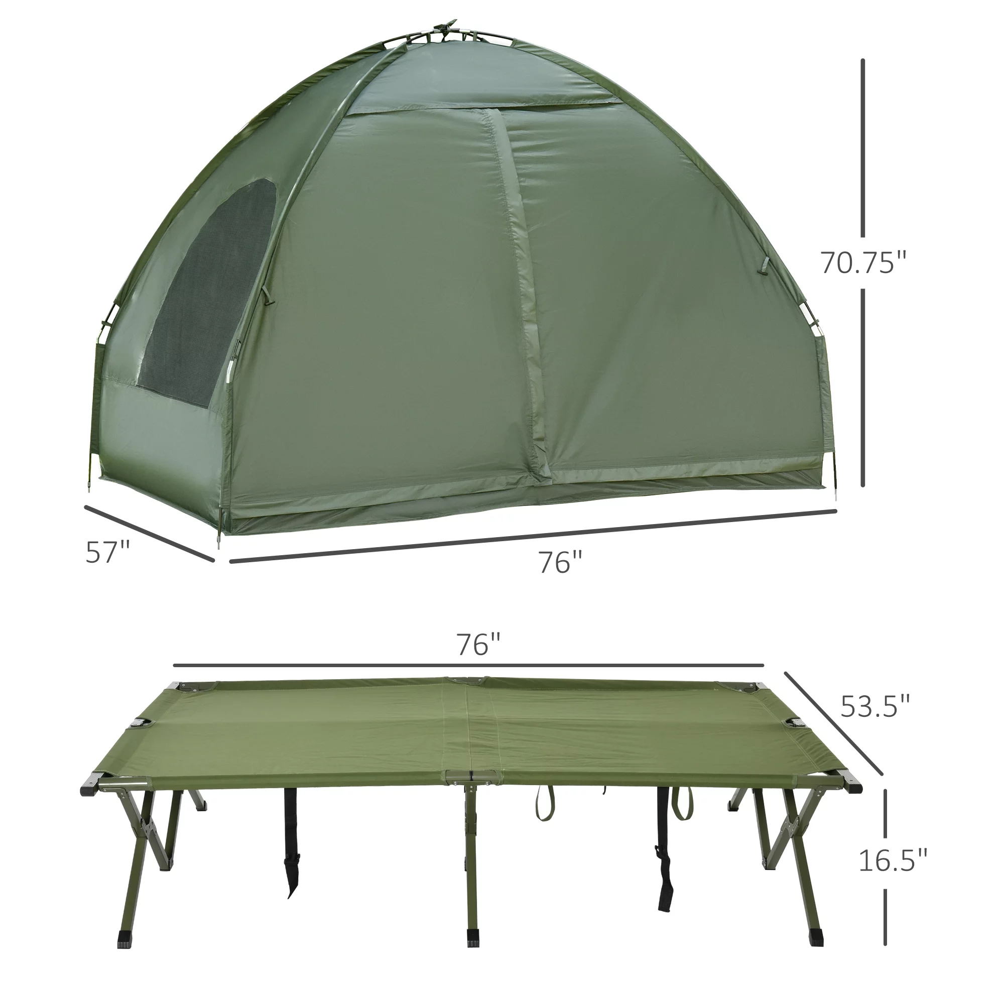 Outsunny 2 Person Foldable Camping Cot with Tent, Bedspread, Air Mattress