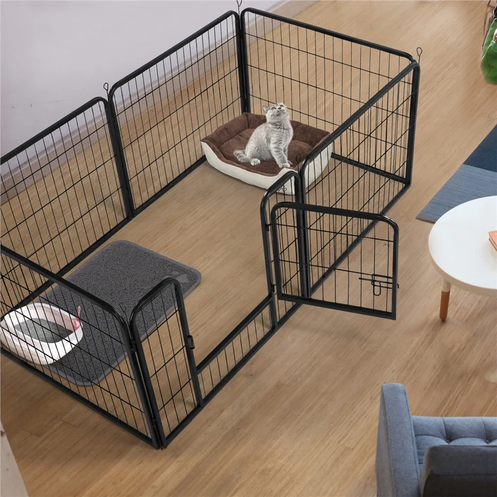Topeakmart 6 Panels Heavy Duty Pet Playpen Dog Exercise Pen Cat Fence, 23.6''H, Black