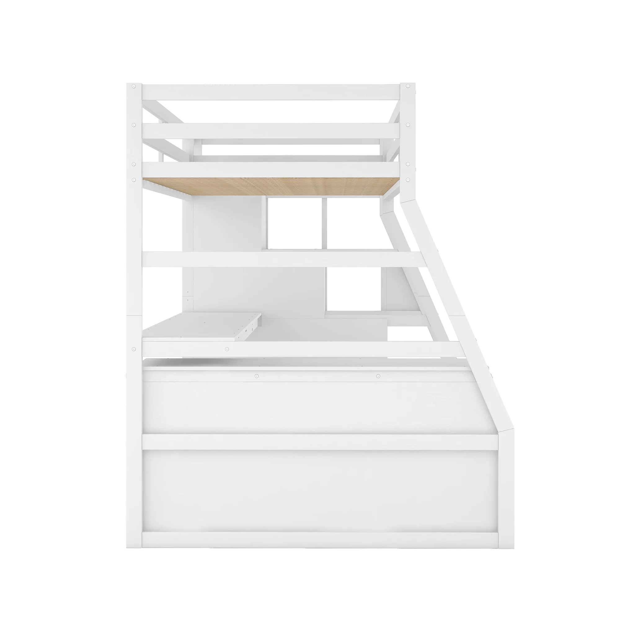 Twin Size Loft Bed Frame with 7 Drawers 2 Shelves and Desk, Health and Comfort Storage Shelves and Writing Desk, Wooden Loft Beds with Stairway, High Loft Bed for Kids Boys (White,Twin)