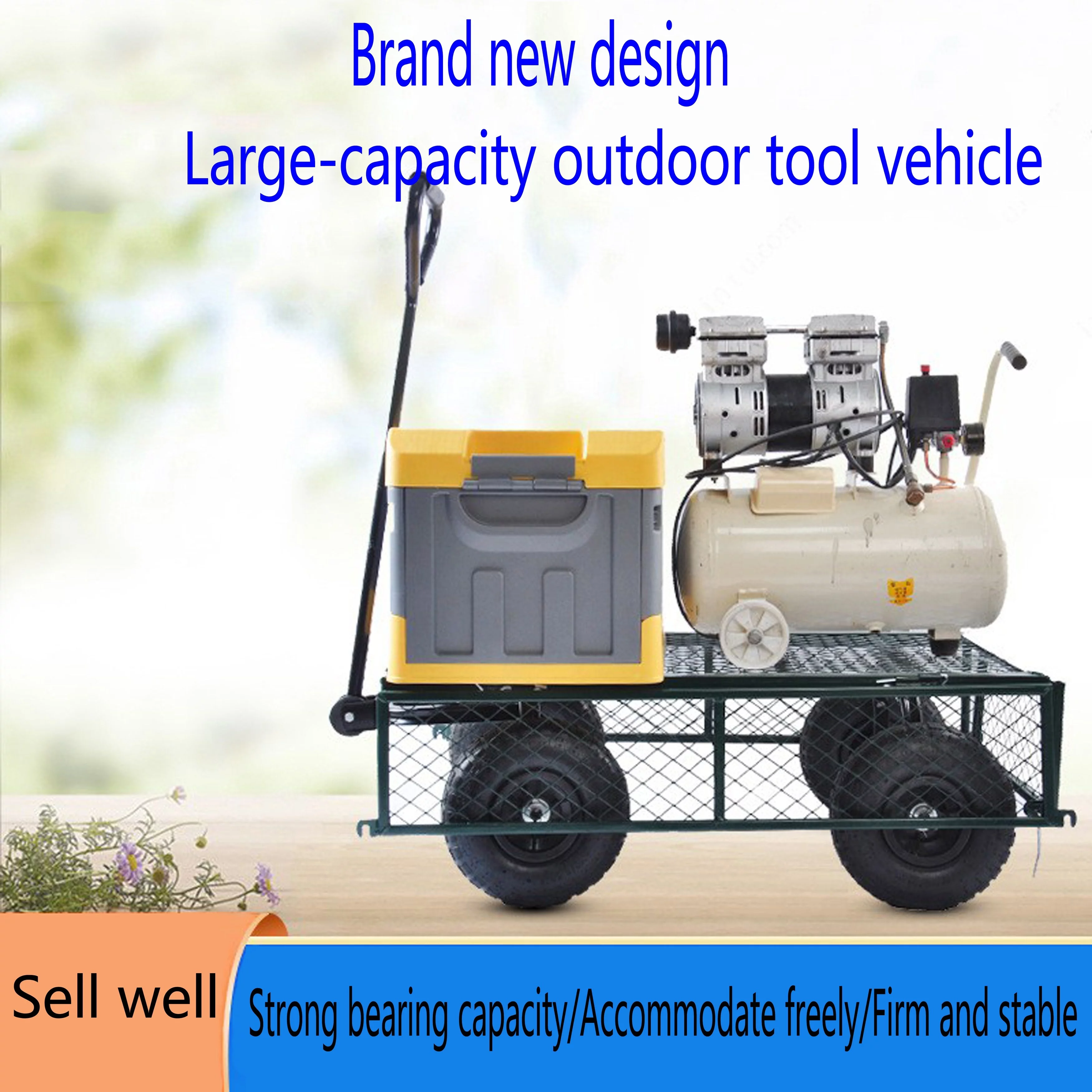 Heavy Duty Lawn Garden Utility Cart Wagon Wheelbarrow Steel Trailer