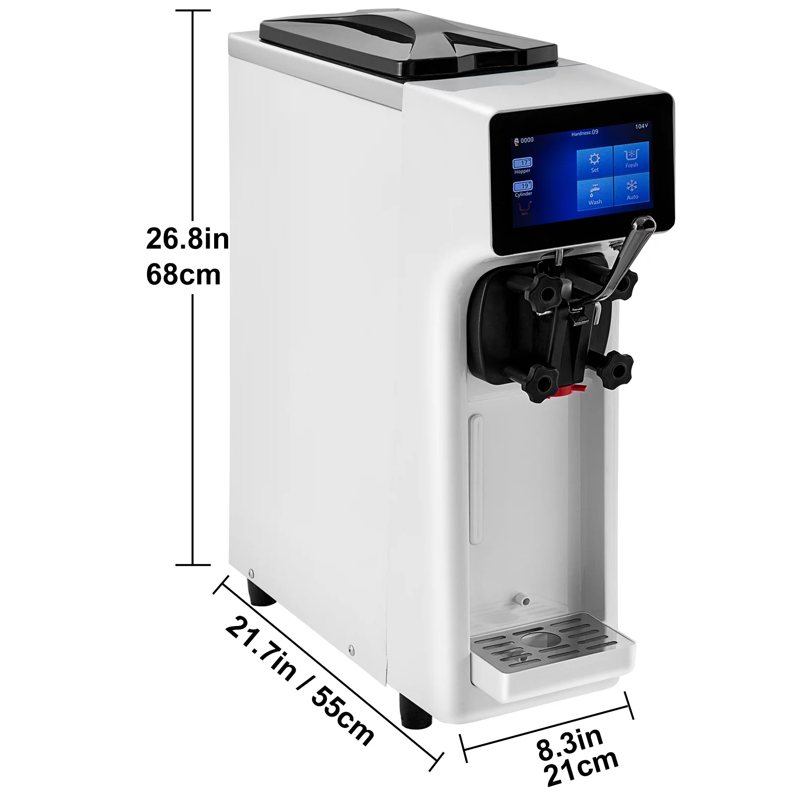 VEVOR Commercial Soft Ice Cream Machine, 3 Flavors Ice Cream Machine, 2.6-5.3 Gal / 10-20 L /H Gelato Machine Commercial, 1000W Countertop Commercial Yogurt Maker Machine, With LED Intelligent Panel