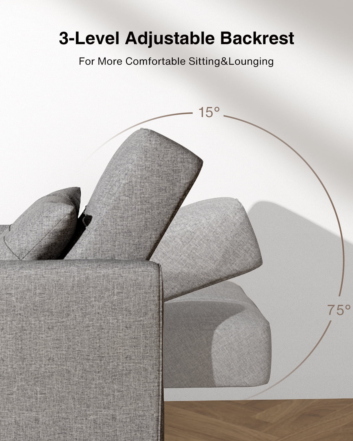 Sofa Beds Chair 3 in 1, Convertible Chair Single Bed, Grey