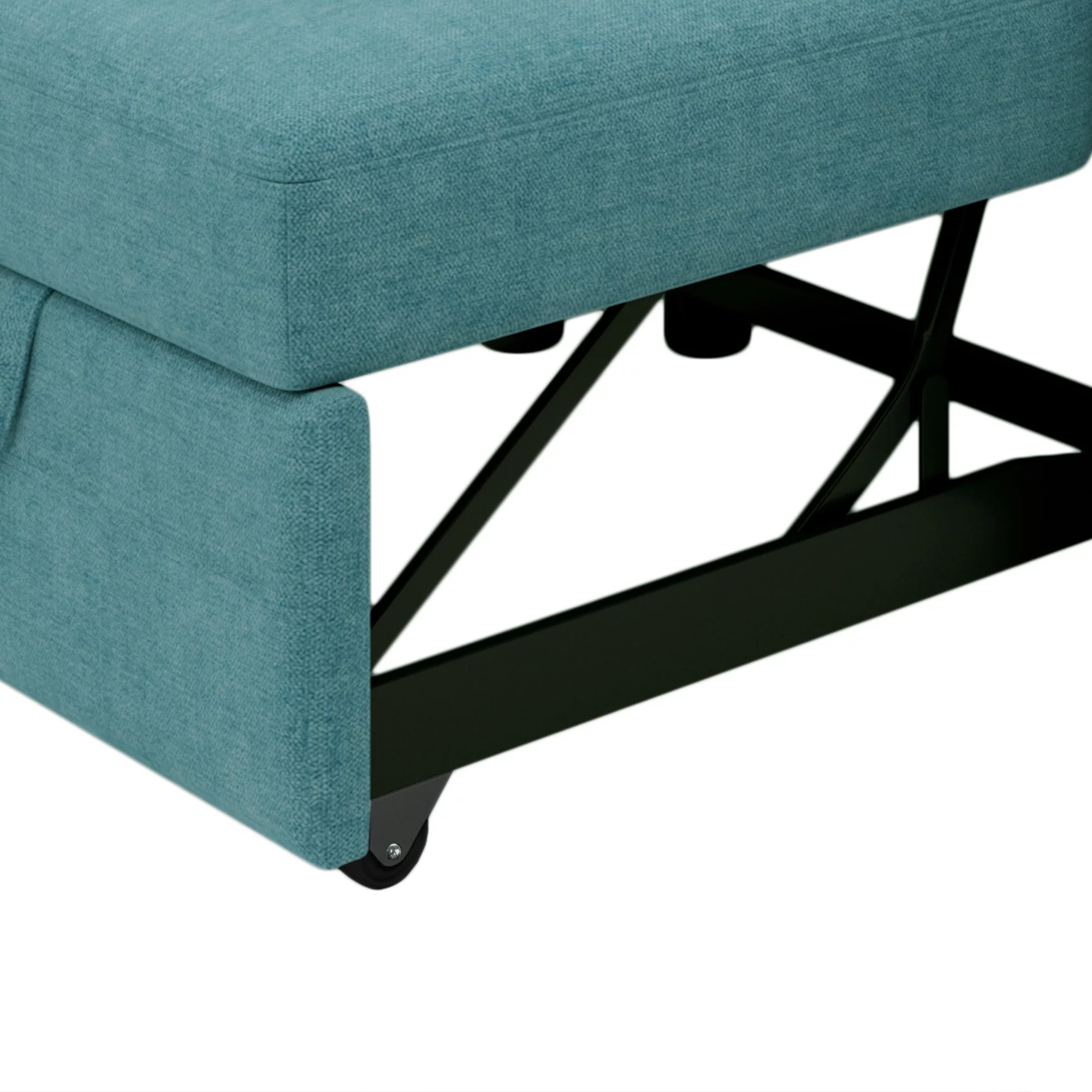 Modern Style 3-in-1 Sofa Bed Chair, Teal, Convertible Sleeper Chair Bed, Metal Frame, High Density Foam