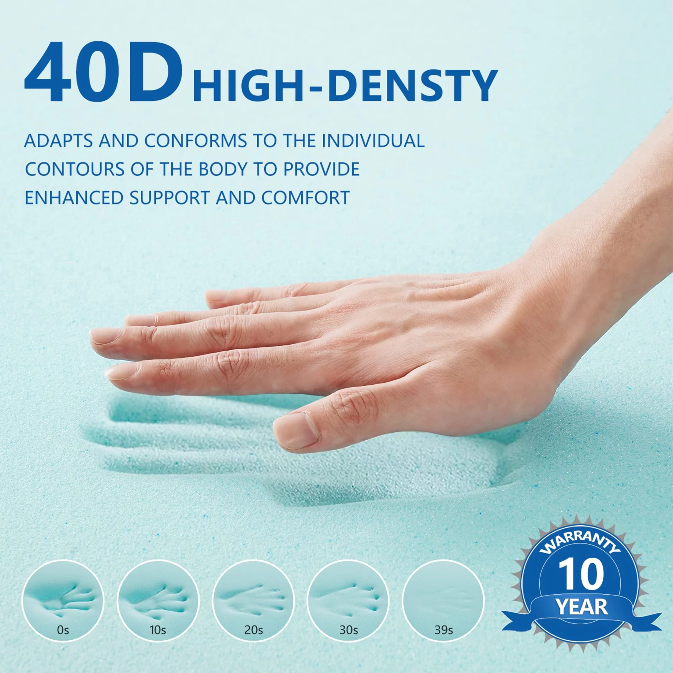 INGALIK 3 Inch Gel Memory Foam Mattress Topper Queen Size, Mattress Pad Cover for Pressure Relief, Bed Topper with Removable Rayon Made from Bamboo Cover, Soft & Breathable, White