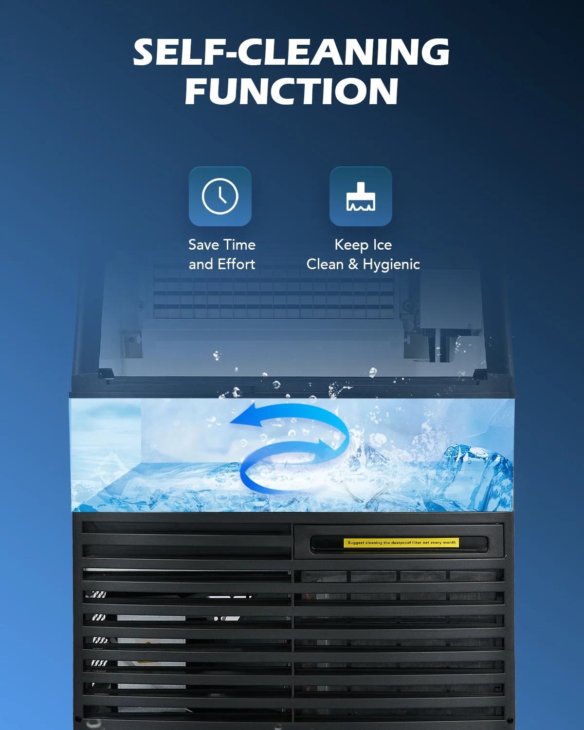 WILPREP Commercial Ice Maker 175lb Daily Production with 90pc Yield 78lb Storage