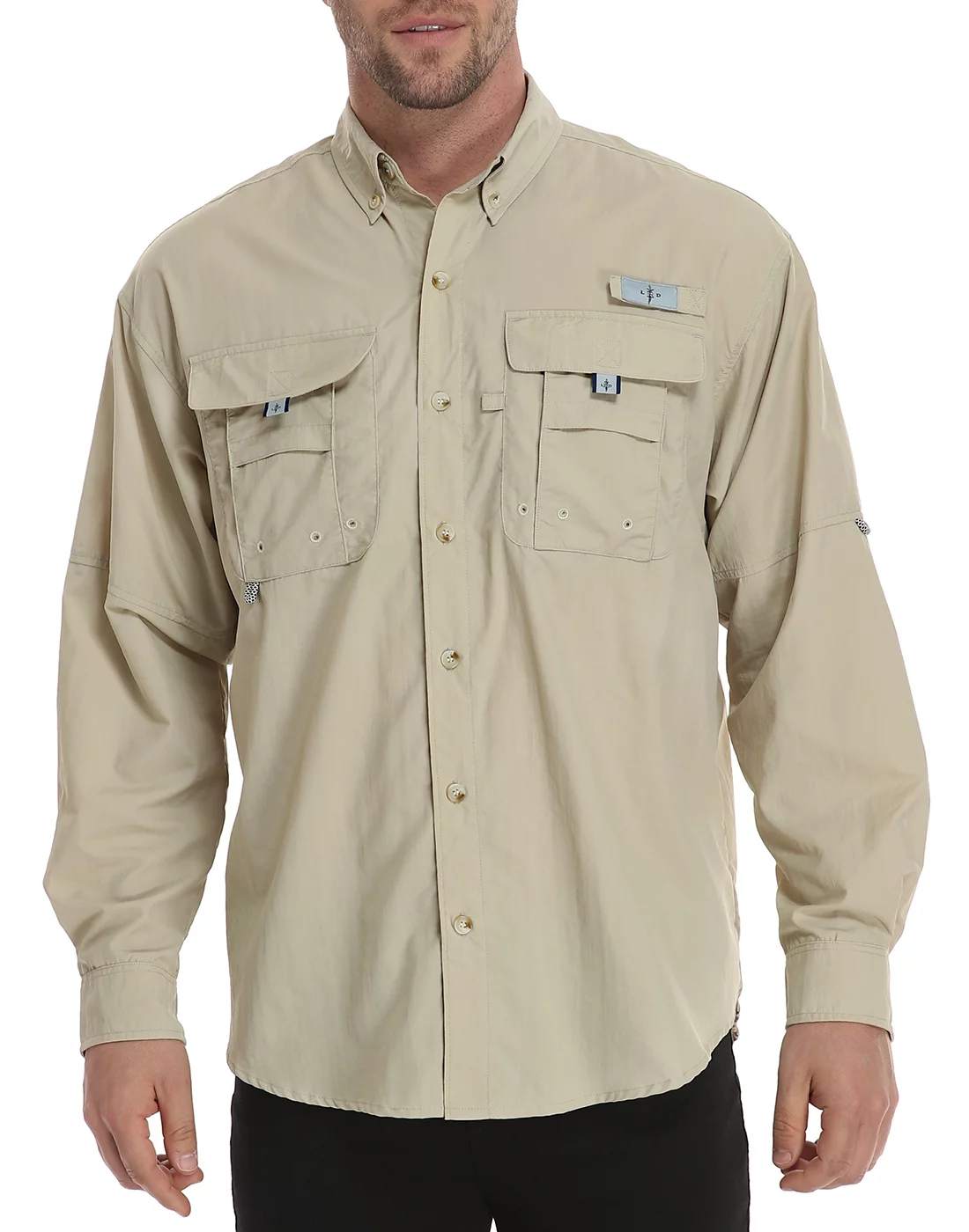 LRD Men's UPF 30 Long Sleeve Button Down Fishing Shirts Tarpon XL