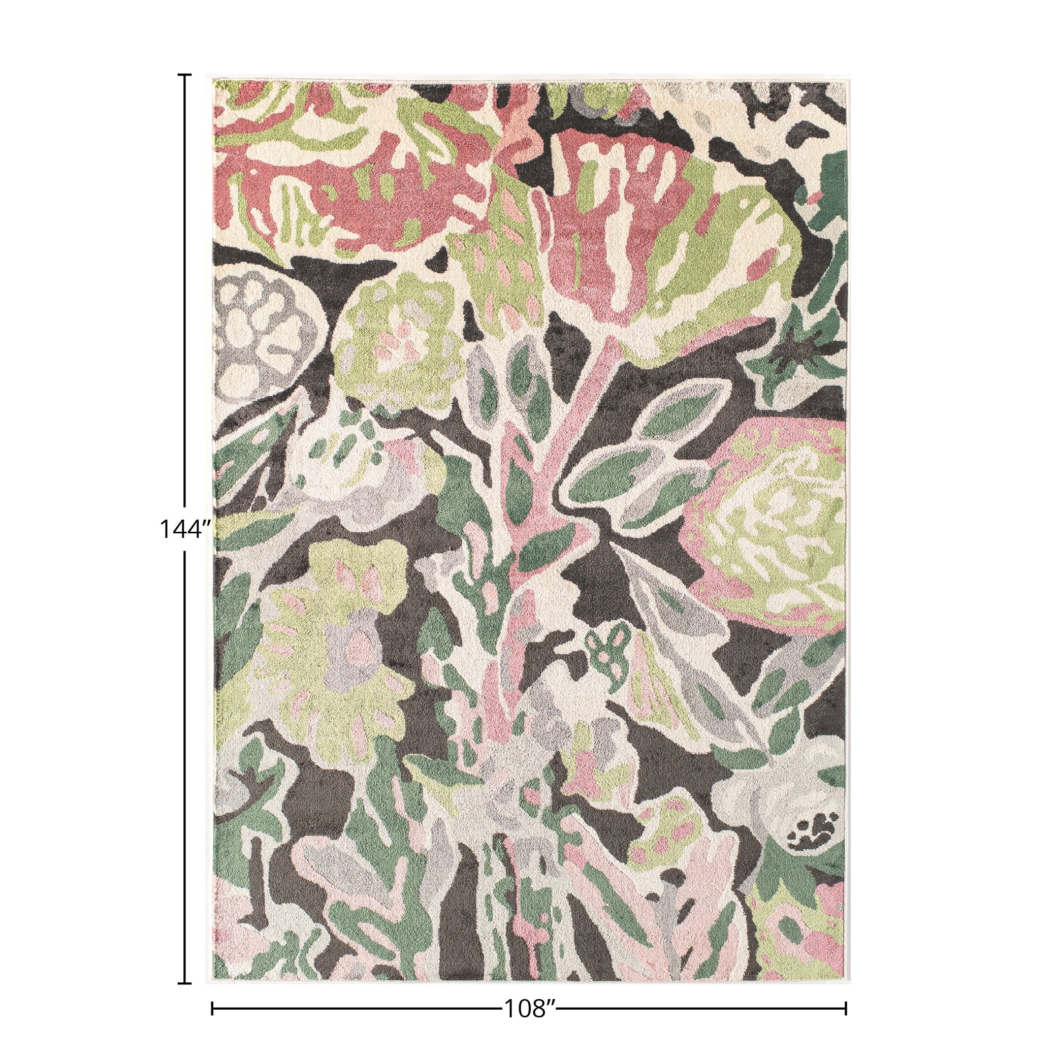 Rugs America Hanna VA15A Summer Bloom Floral Transitional Black Area Rug, 9'x12'