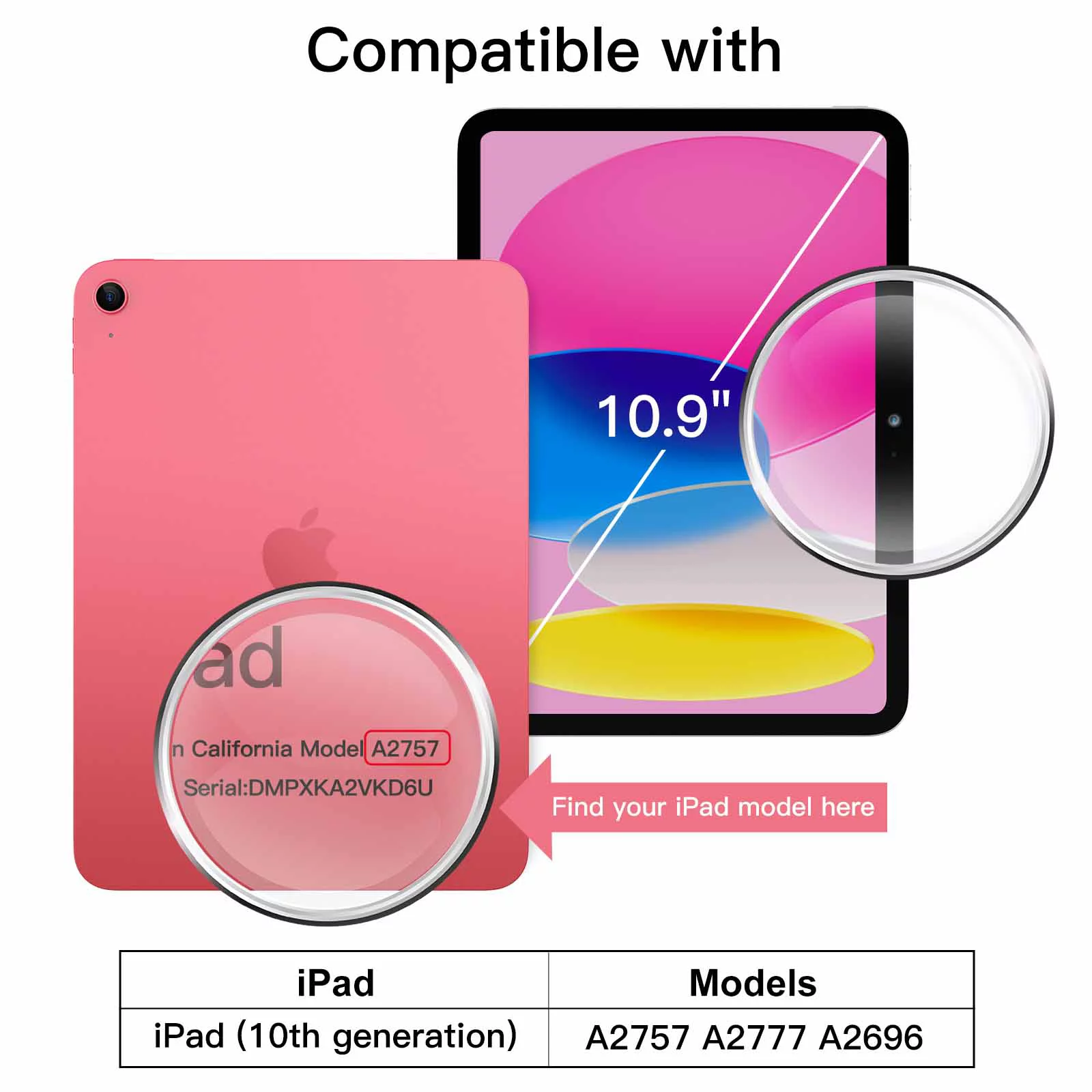 JETech Case for iPad 10 (10.9-Inch, 2022 Model, 10th Generation) with Pencil Holder, Slim Tablet Cover with Soft TPU Back, Auto Wake/Sleep (Watermelon)