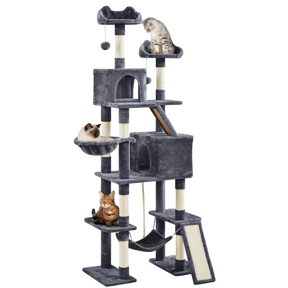 Easyfashion 82.5inch Multi Level Cat Tree, Dark Gray