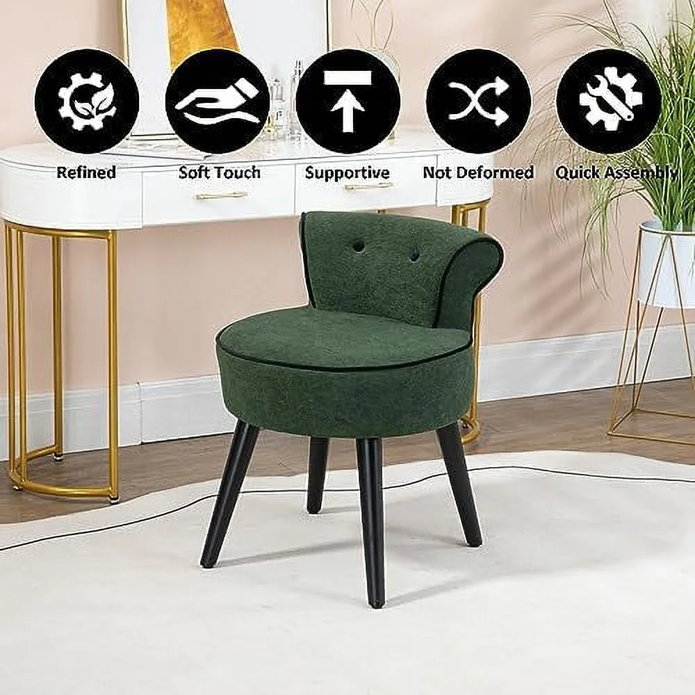 RUNFAYBIU Vanity Chairs-Armless Side  Slipper Chair with Comfortable Upholstery   Chairs with Low Curved Back  Vanity Stool with Wood Legs (Yellow/Black Trim)