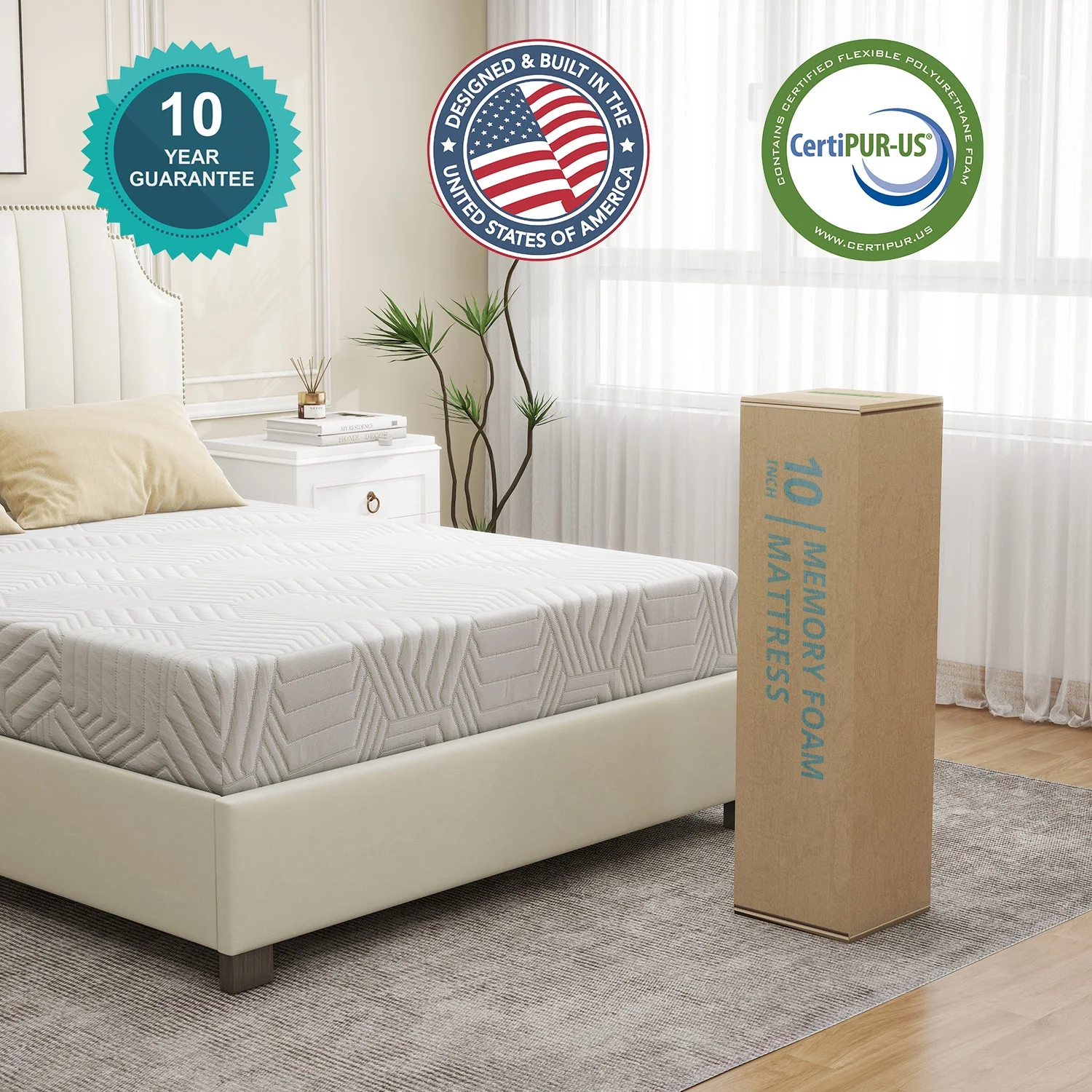 Twin Mattress, 8 inch Memory Foam Mattress in a Box, Made in USA