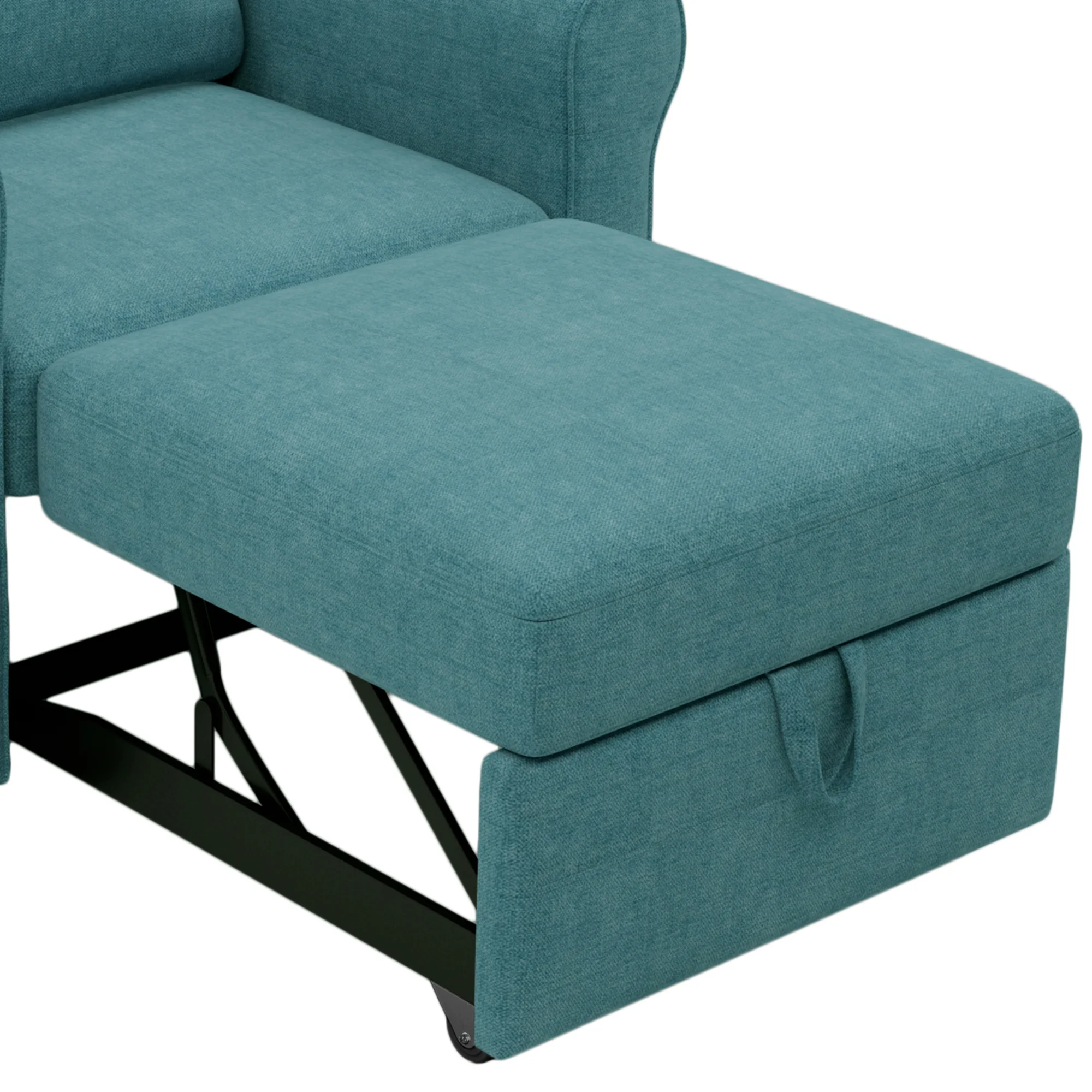 Modern Style 3-in-1 Sofa Bed Chair, Teal, Convertible Sleeper Chair Bed, Metal Frame, High Density Foam