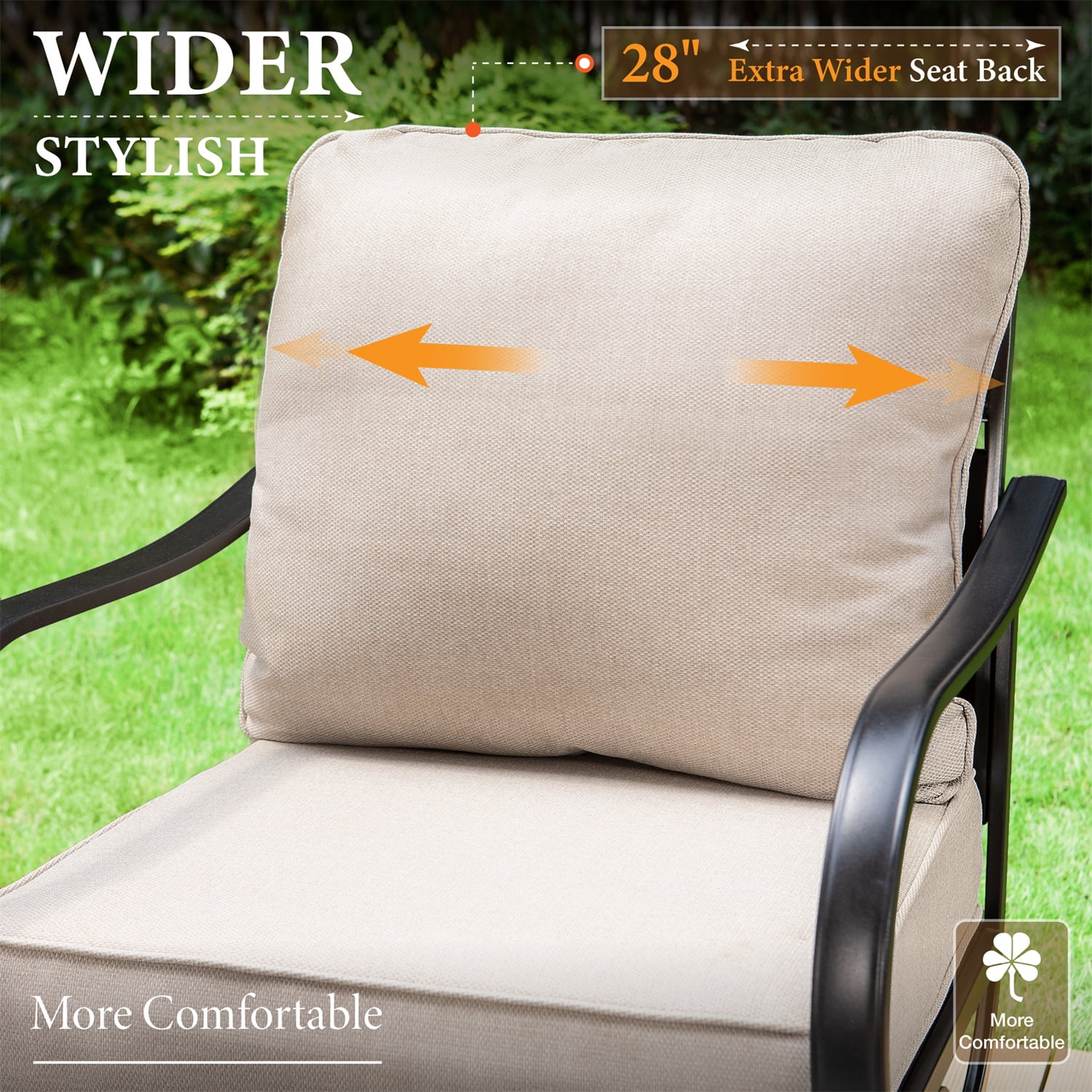 MF Studio 5-Seat Patio Conversation Set Metal Outdoor Furniture Sofa Set for 5 Person Beige