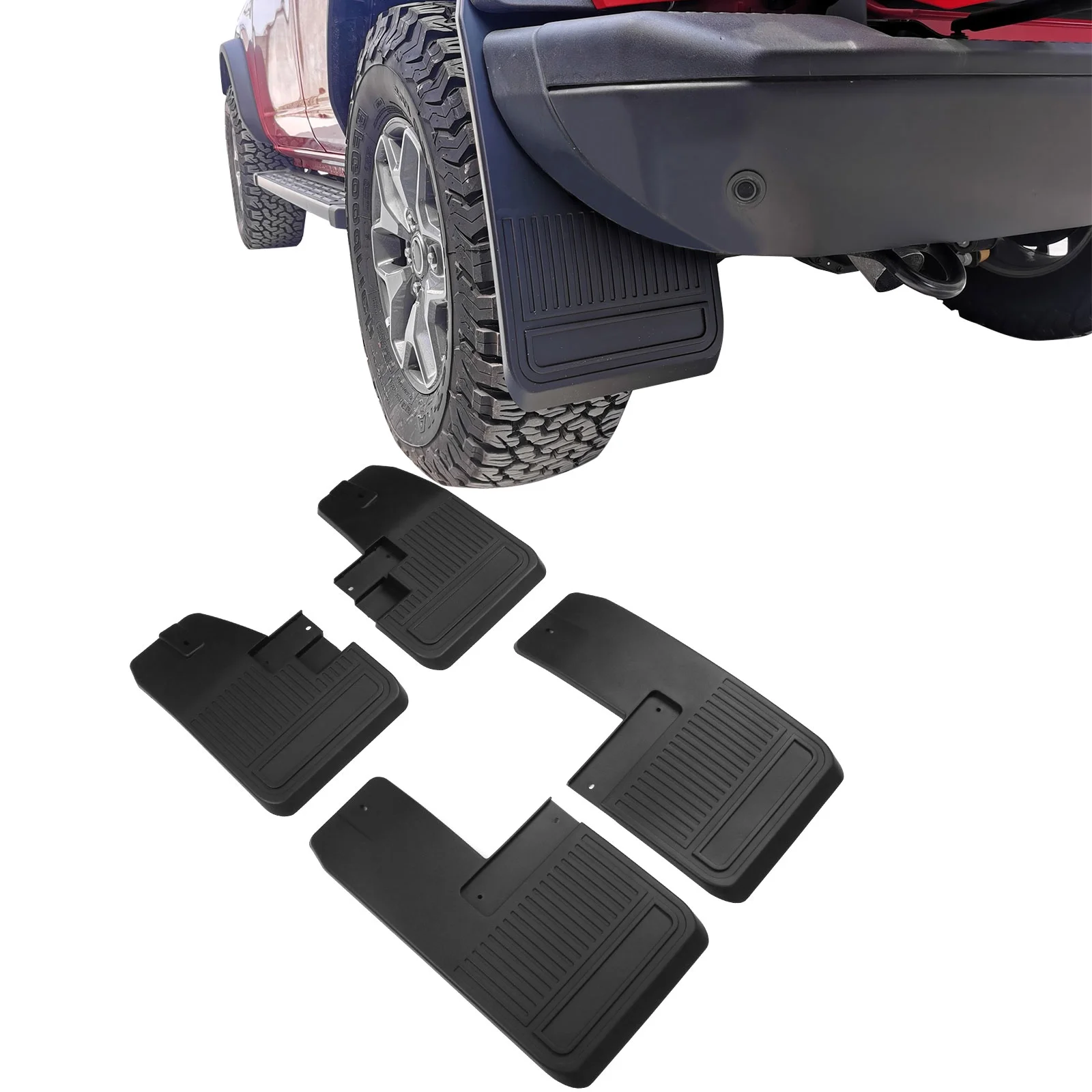 Ikon Motorsports Compatible With 2021-2023 Ford Bronco Mud Flaps 4PCS Black PP Front Rear Left Right Splash Mud Guard Mudguard Mudflaps