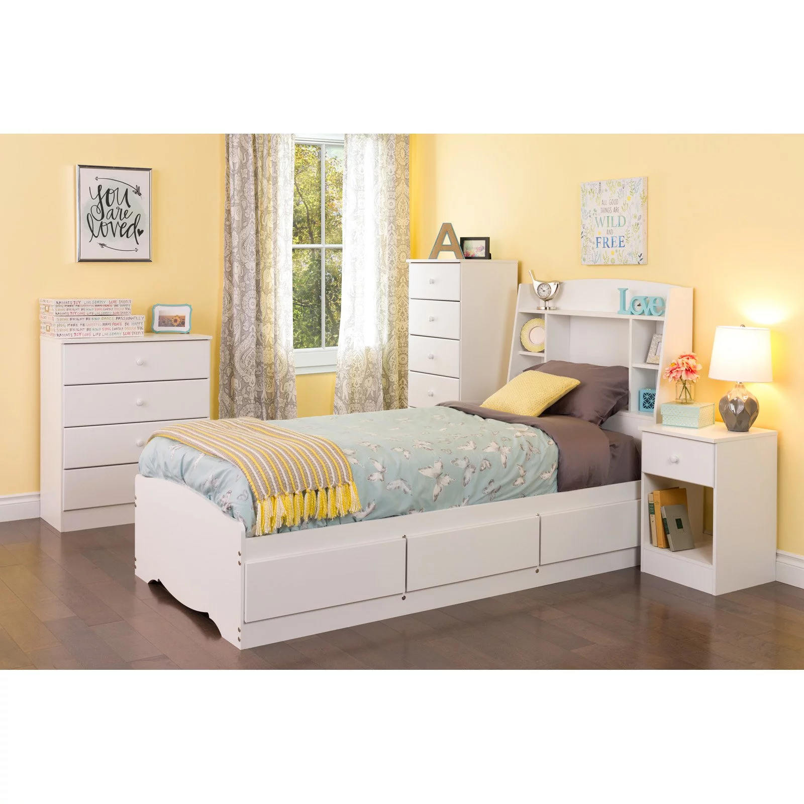 Prepac Astrid Modern 4-Drawer Vertical Dresser, White