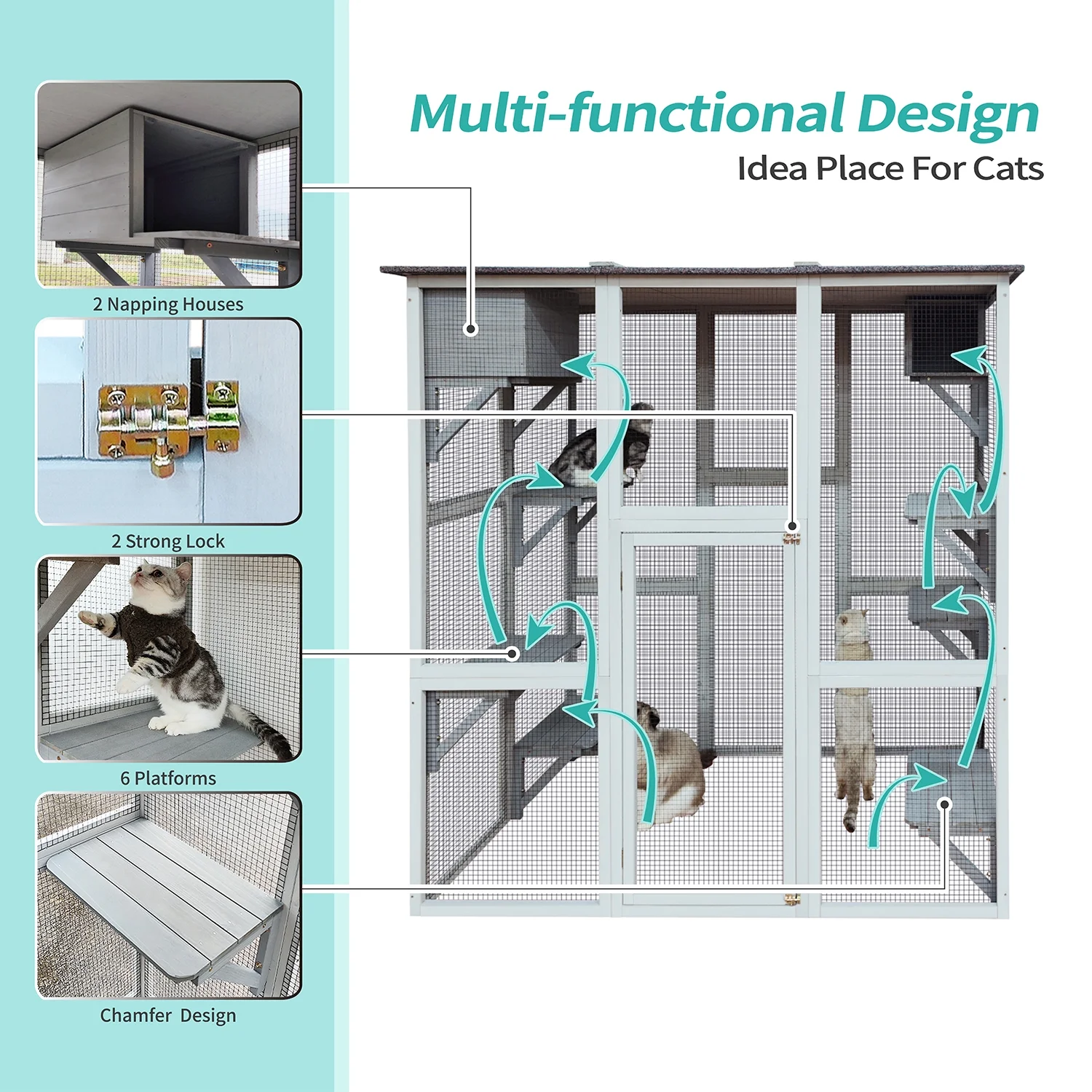 Wooden Catio Outdoor Cat Enclosure, 71