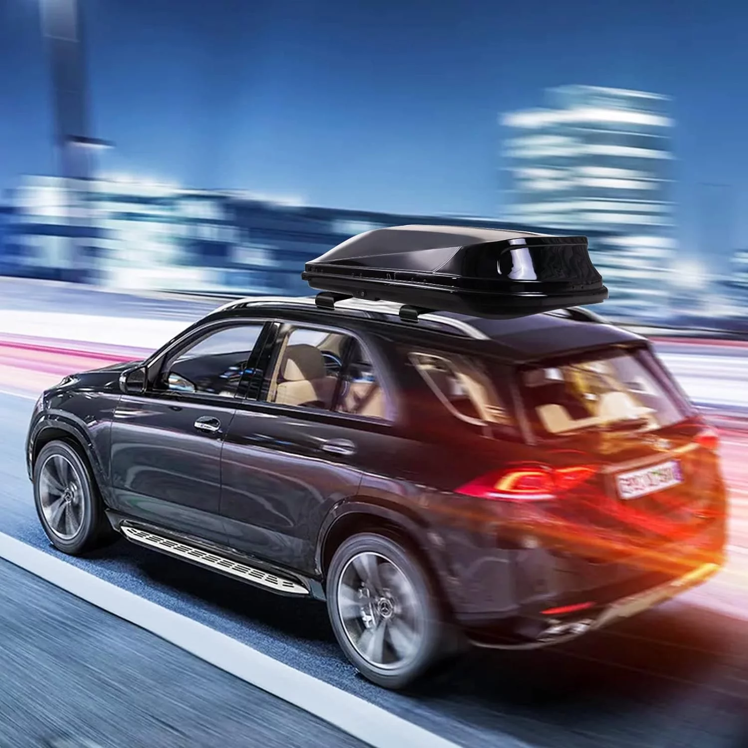 Large Hard Shell Carriers Rooftop Cargo Box with Key Lock 62 (L) x 31 (W) x 15(H) 15 Cubic Feet, Waterproof Heavy Duty Universal Roof Rack Tool-Free Install, Black