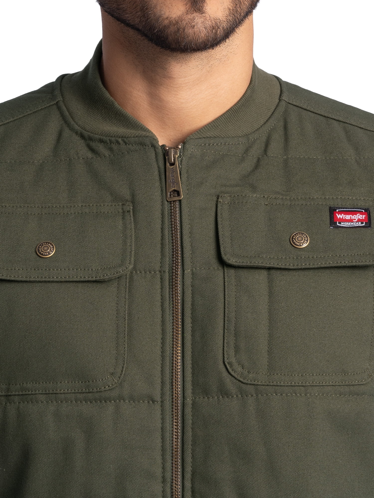 Wrangler Workwear Men's Quilted Duck Work Vest, Size Small to 3XL (Men's and Big Men's)