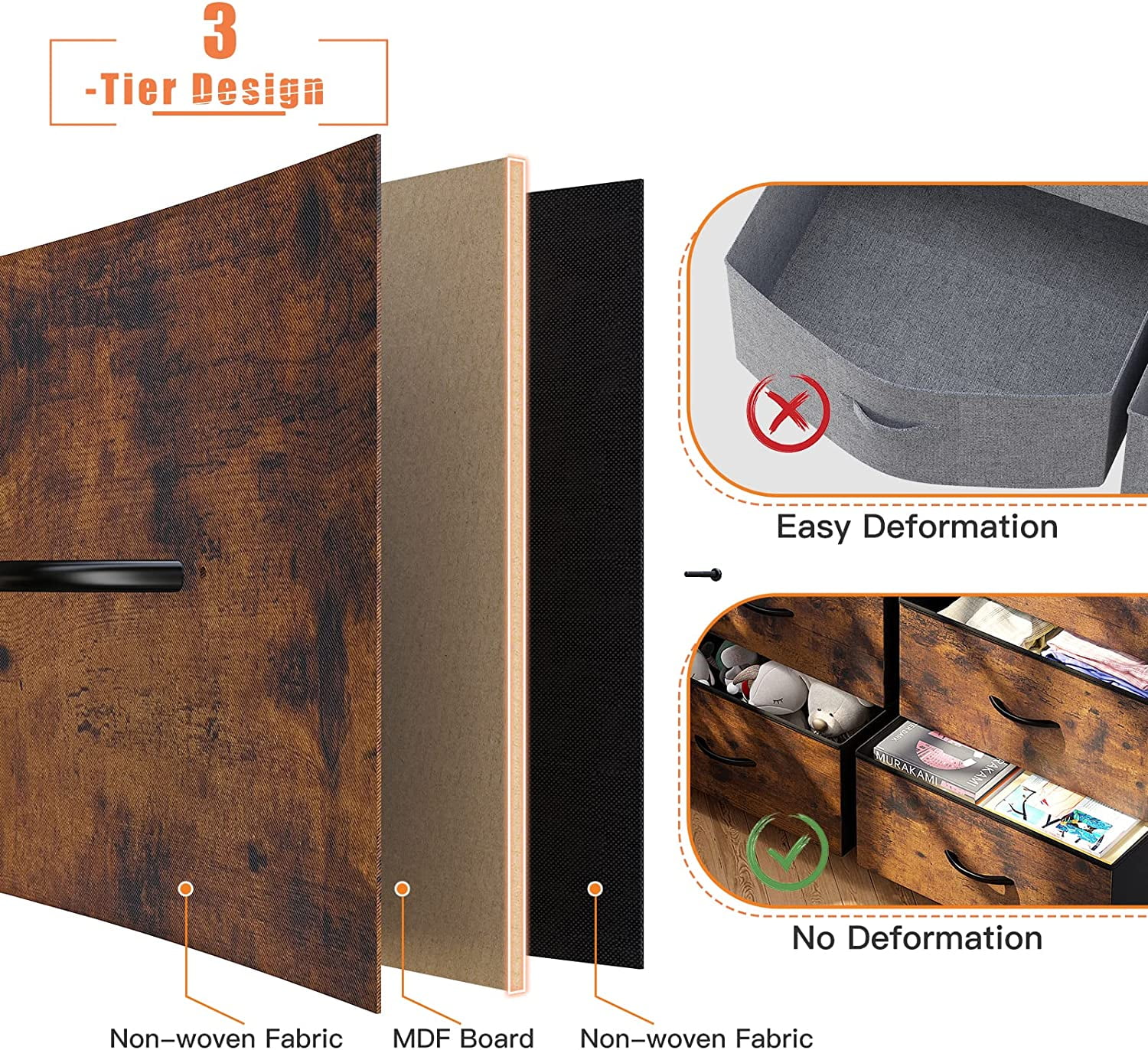 Popular 16 Drawer Dresser  Tall Dresser for Bedroom with Wooden Top and Sturdy Metal Frame  Large Dressers & Chest of Drawers for Bedroom Closet Living Room Entry 57.1"Hx 37.4"