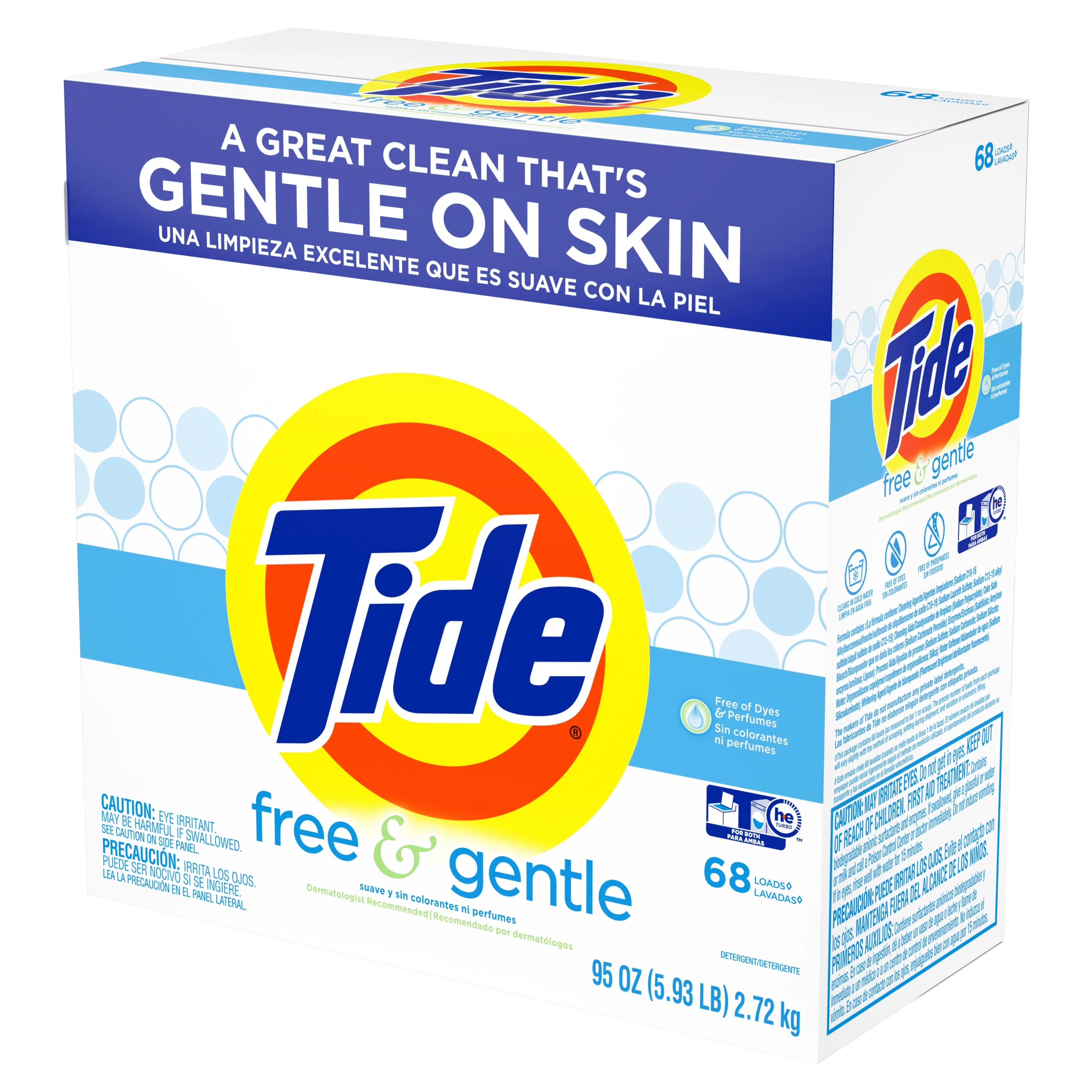 Tide Free and Gentle, 68 Loads Powder Laundry Detergent, 95 oz