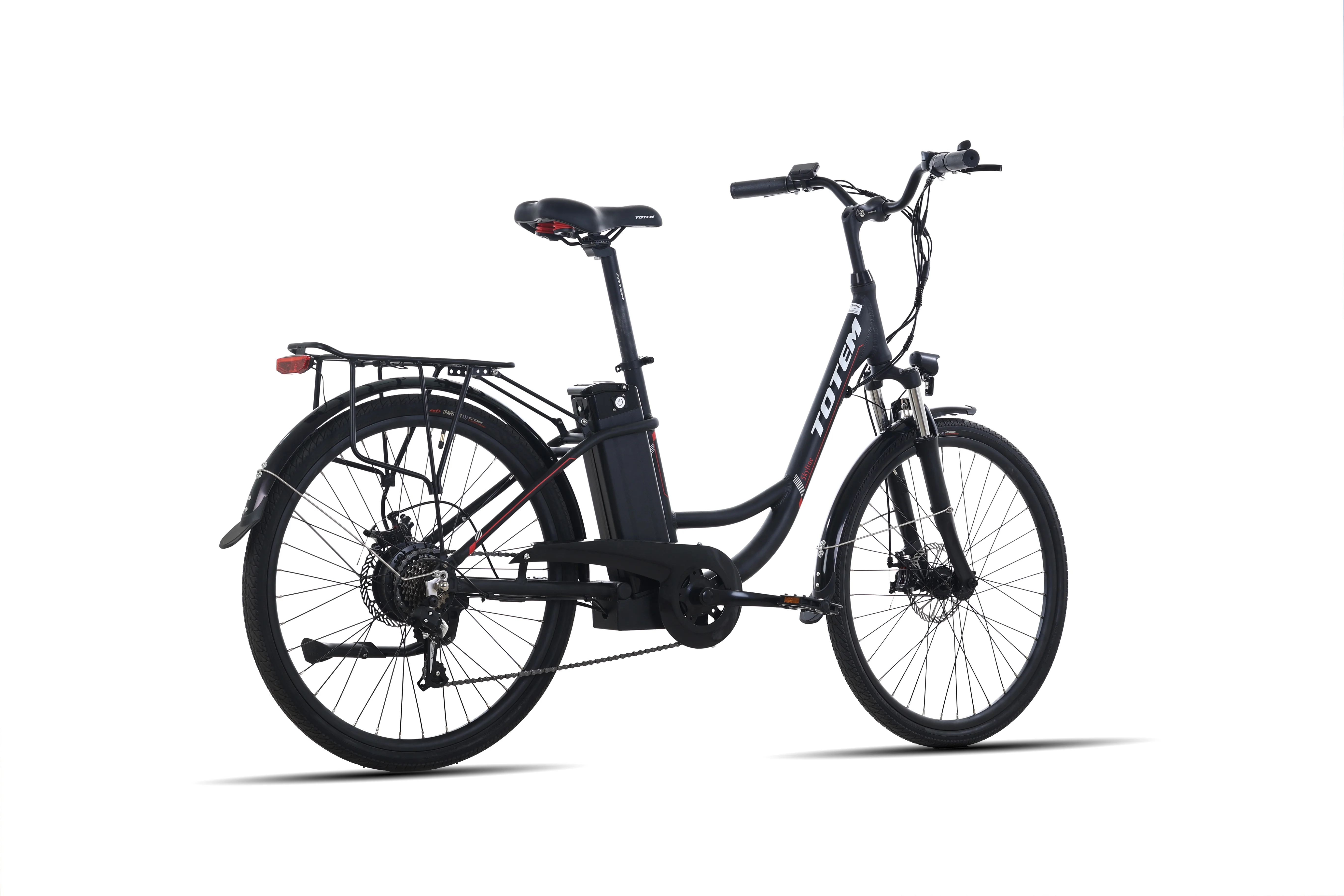 Ltmate Skyline Electric Bike for Adults, 26” Ebike 350W Powerful Motor, 36V 10.4Ah Removable Battery Electric Cruiser Bike, Shimano 7-Speed Gears, Electric City Commuter Bike,Black