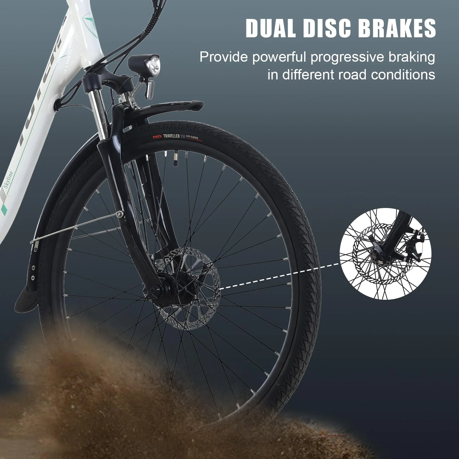 Ltmate Skyline Electric Bike for Adults, 26” Ebike 350W Powerful Motor, 36V 10.4Ah Removable Battery Electric Cruiser Bike, Shimano 7-Speed Gears, Electric City Commuter Bike,Black