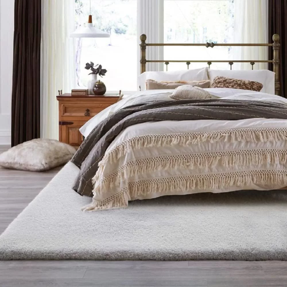 Sanmadrola Gray Faux Fur Rug 8x10, Faux Fur Sheepskin Rug for Living Room, Fluffy Washable Rug for Bedroom, Luxury Room Decor, Fuzzy Rug, Rectangle